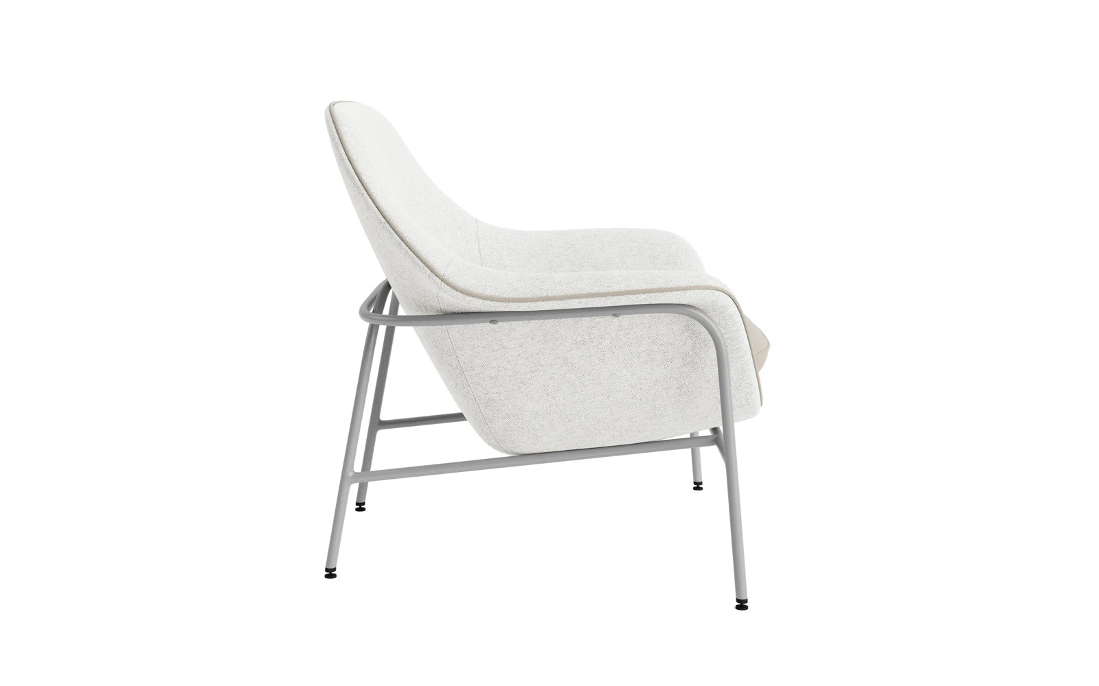 Eleganter Drape Lounge-Sessel in Grau mit Stahlbeinen. Ideal für komfortable Entspannung und individuelle Gestaltung in jedem Raum.