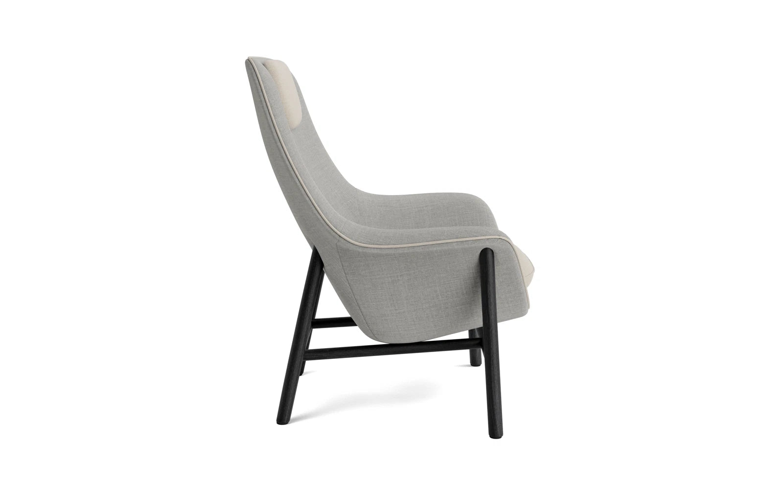 Genießen Sie den Drape Lounge-Sessel mit Kopfstütze in stilvoller schwarzer Eiche und feinem Remix-Stoff – der Inbegriff von Komfort und Design.