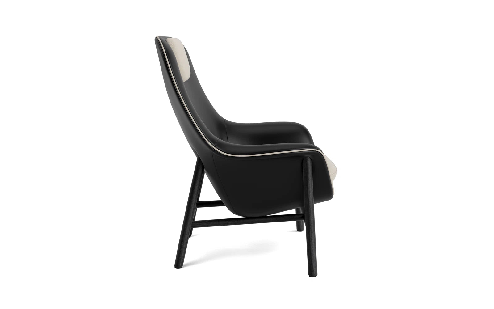 Entdecken Sie den Drape Lounge-Sessel in schwarzer Eiche Ultra – stilvolles Design trifft auf erstklassigen Komfort und individuelle Anpassungsmöglichkeiten.