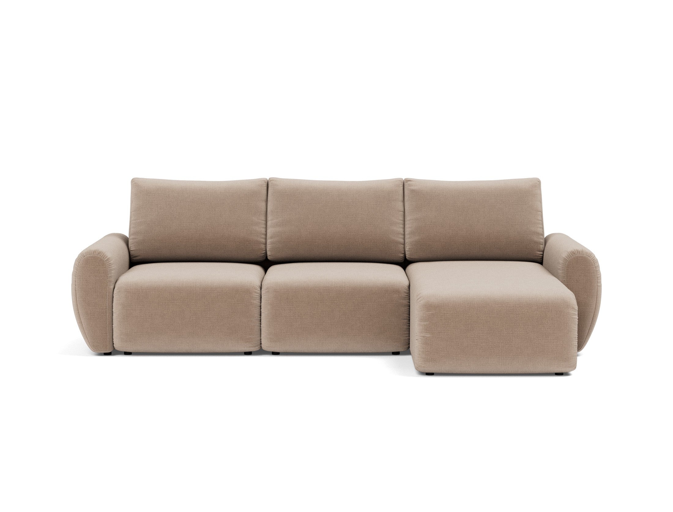 Norum Schlafsofa mit Chaiselongue und Curve-Armlehnen in 417 Esina Mocha präsentiert im Onlineshop von KAQTU Design AG. Bettsofa rechts ist von Innovation Living