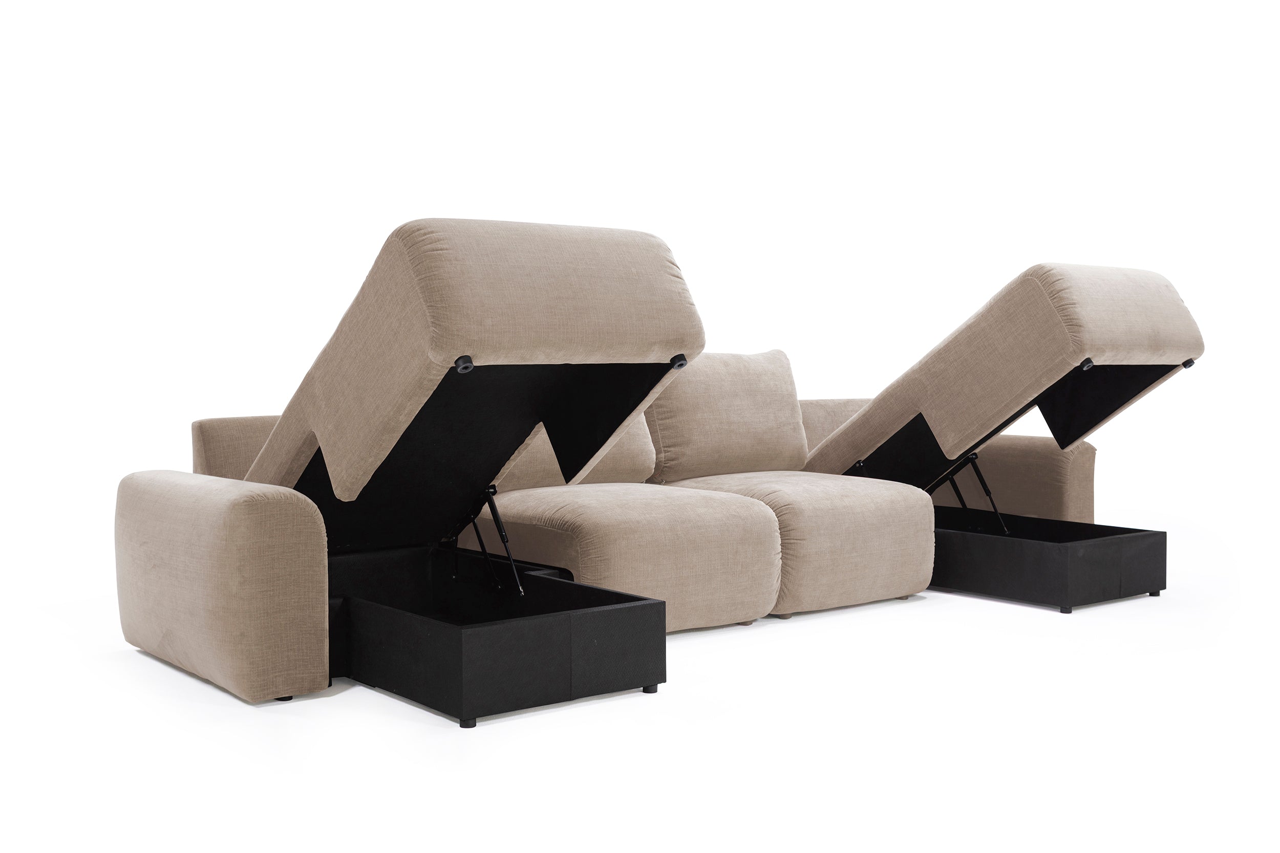 Norum Schlafsofa U-Form mit Chunky-Armlehnen in 411 Esina Cedar Brown präsentiert im Onlineshop von KAQTU Design AG. Bettsofa ist von Innovation Living