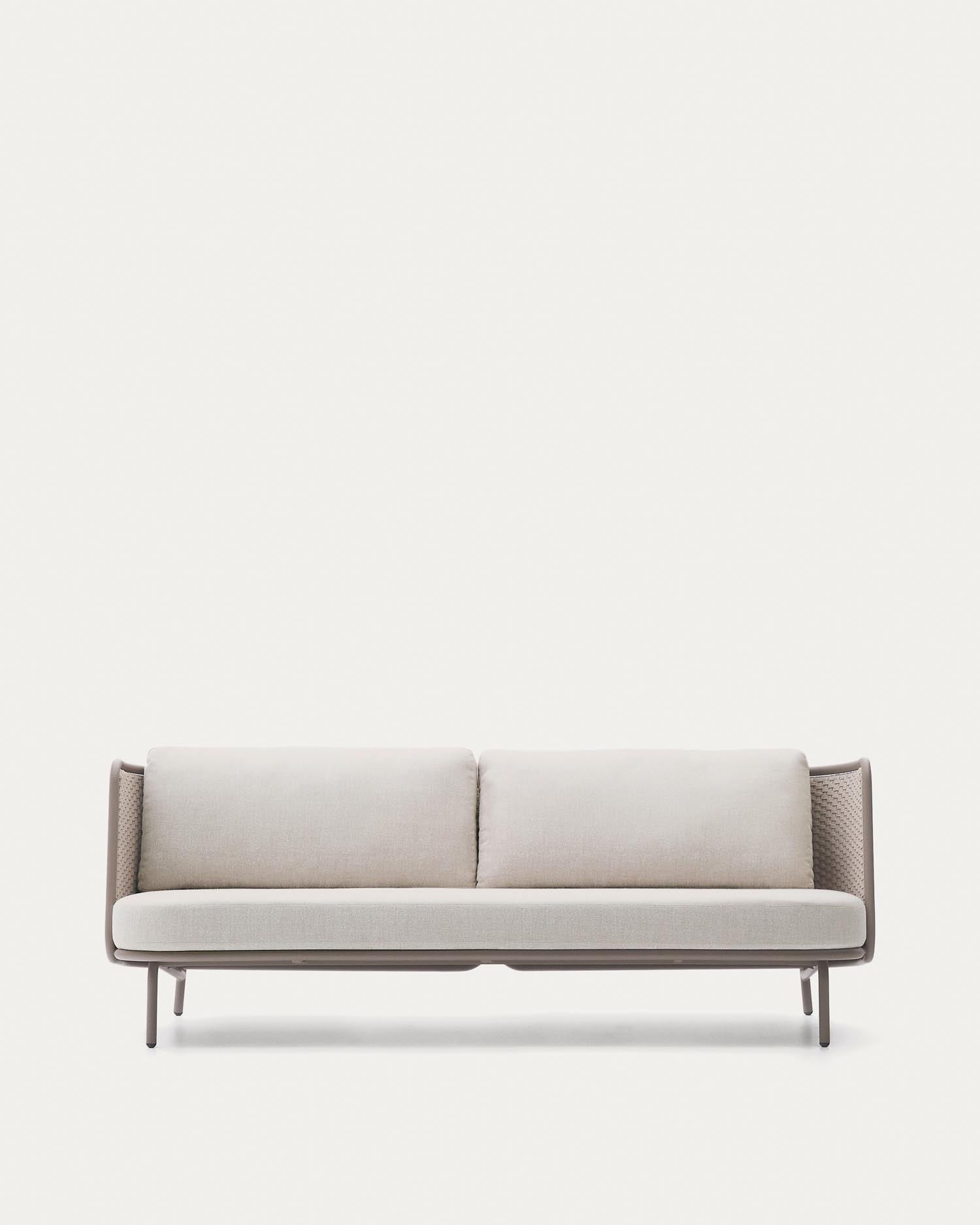 Outdoor-3-Sitzer-Sofa Sedalis aus Aluminium und taupefarbenem Seil 210 cm in Taupe präsentiert im Onlineshop von KAQTU Design AG. Lounge Sofa ist von Kave Home