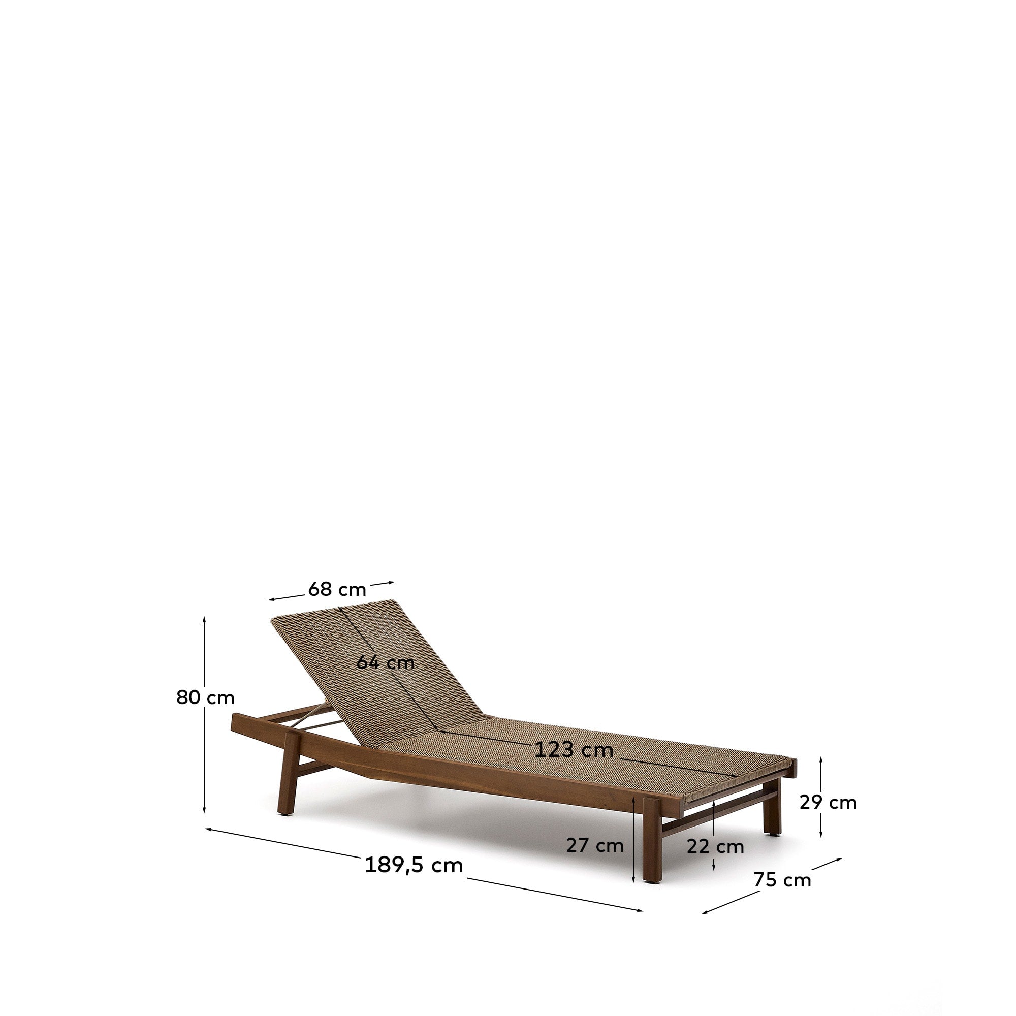 Elegante Sonnenliege Itani aus robustem Teakholz und wetterfestem Rattan, ideal für entspannte Stunden im Garten oder auf der Terrasse.