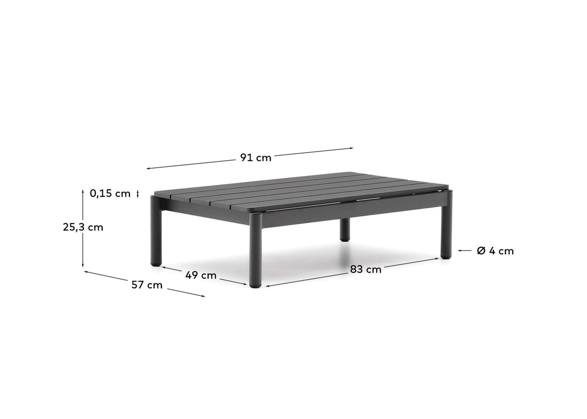 Couchtisch Sorells aus grauem Aluminium 52,4 x 91 cm in Graphit präsentiert im Onlineshop von KAQTU Design AG. Loungetisch ist von Kave Home