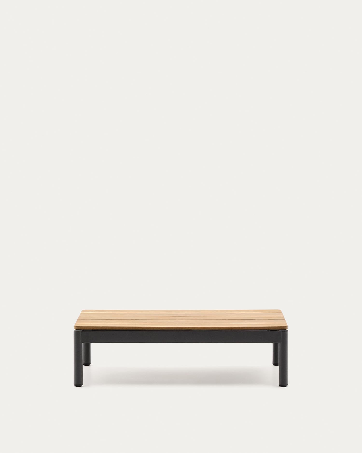 Couchtisch Sorells aus grauem Aluminium und Teakholz 52,4 x 91 cm FSC 100% in Graphit präsentiert im Onlineshop von KAQTU Design AG. Beistelltisch Outdoor ist von Kave Home