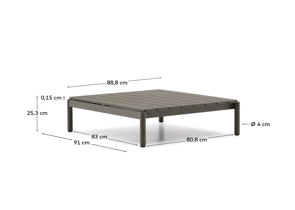 Couchtisch Sorells aus grünem Aluminium 89 x 91 cm in Khaki präsentiert im Onlineshop von KAQTU Design AG. Loungetisch ist von Kave Home