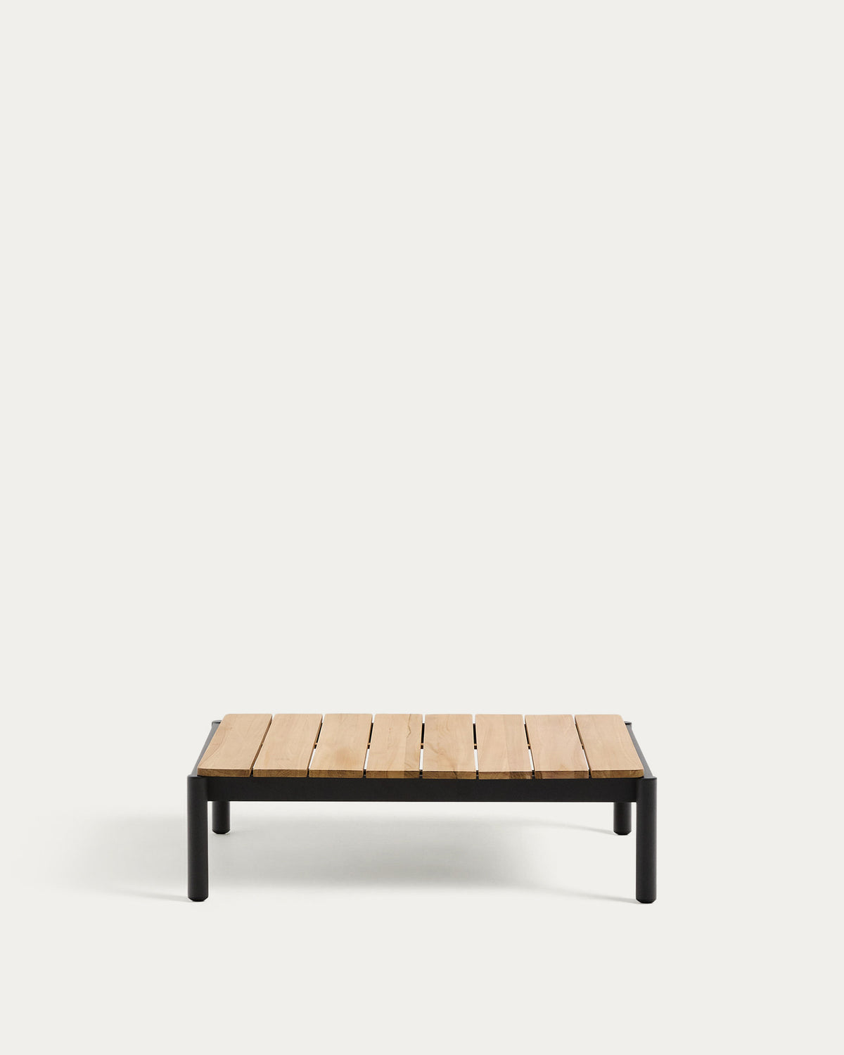 Couchtisch Sorells aus grauem Aluminium und Teakholz 89 x 91 cm FSC 100% in Graphit, Braun präsentiert im Onlineshop von KAQTU Design AG. Loungetisch ist von Kave Home