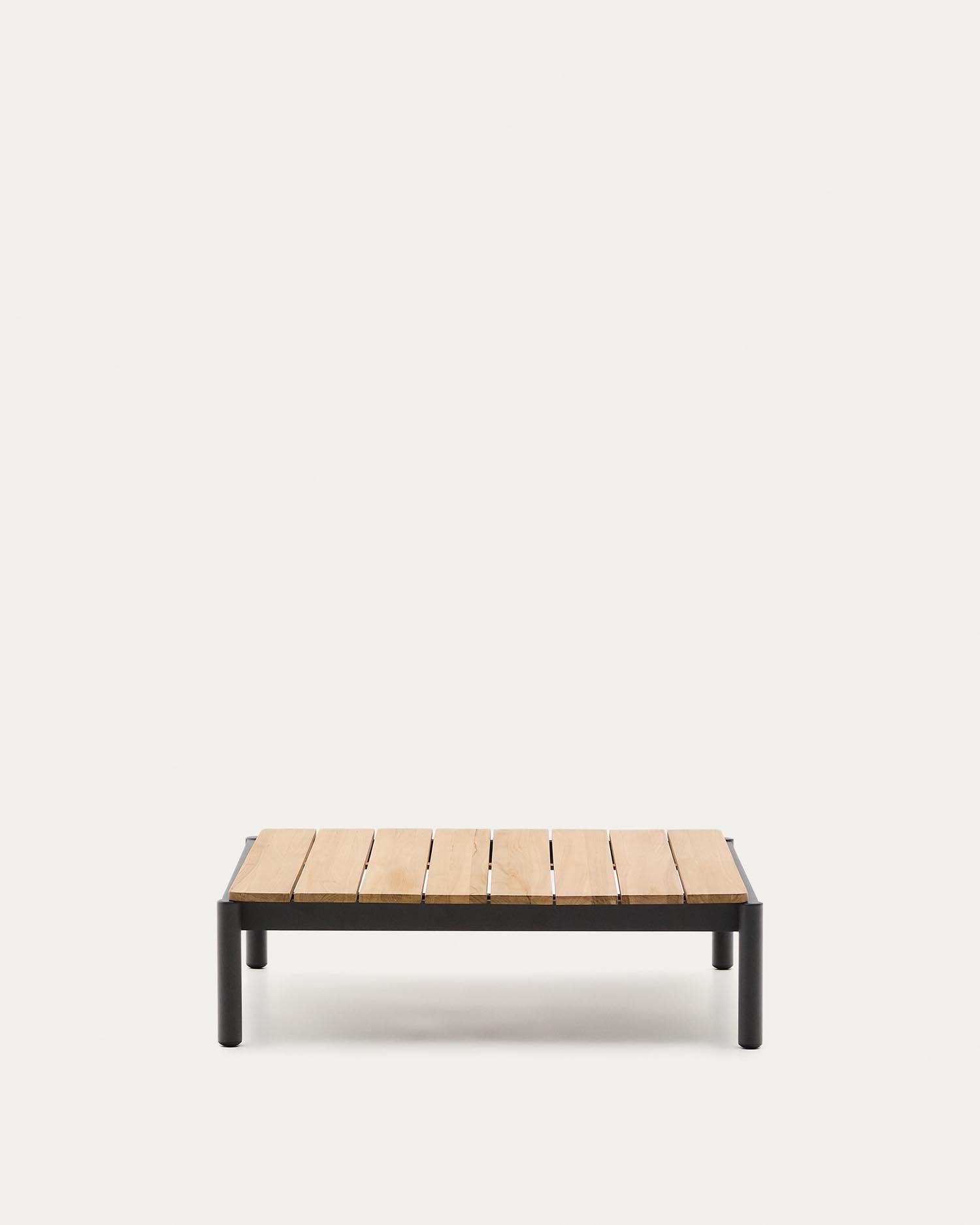 Couchtisch Sorells aus grauem Aluminium und Teakholz 89 x 91 cm FSC 100% in Graphit präsentiert im Onlineshop von KAQTU Design AG. Beistelltisch Outdoor ist von Kave Home