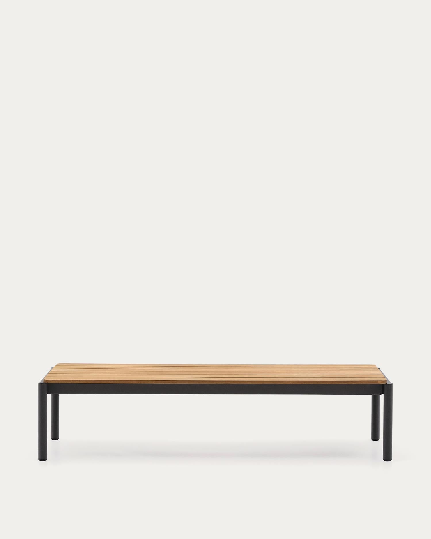 Couchtisch Sorells aus grauem Aluminium und Teakholz 63 x 144,6 cm FSC 100% in Graphit präsentiert im Onlineshop von KAQTU Design AG. Beistelltisch Outdoor ist von Kave Home