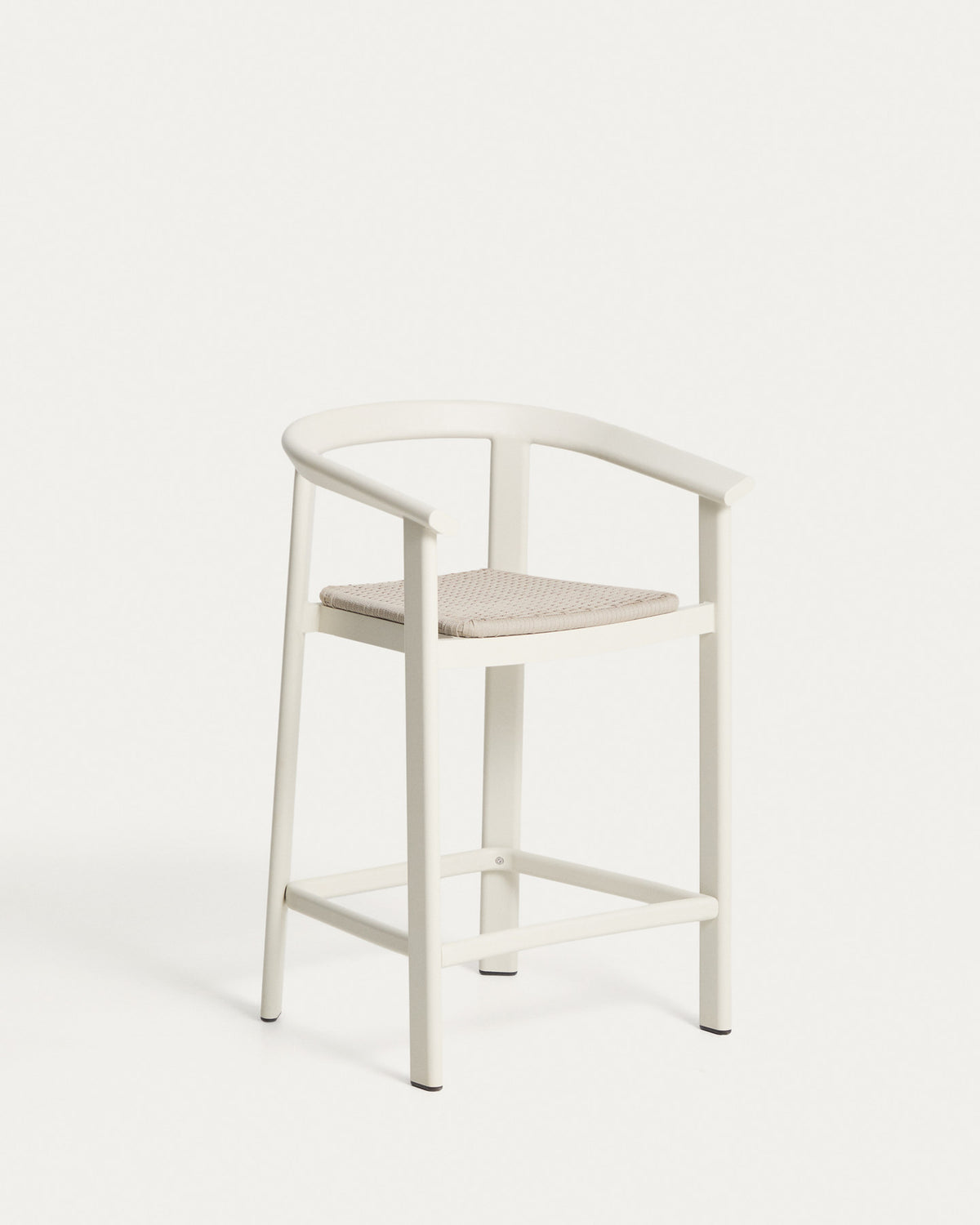 Hocker Erice aus Aluminium und ecrufarbenem Seil, 65 cm in Ecru, Beige, Weiss präsentiert im Onlineshop von KAQTU Design AG. Hocker Outdoor ist von Kave Home