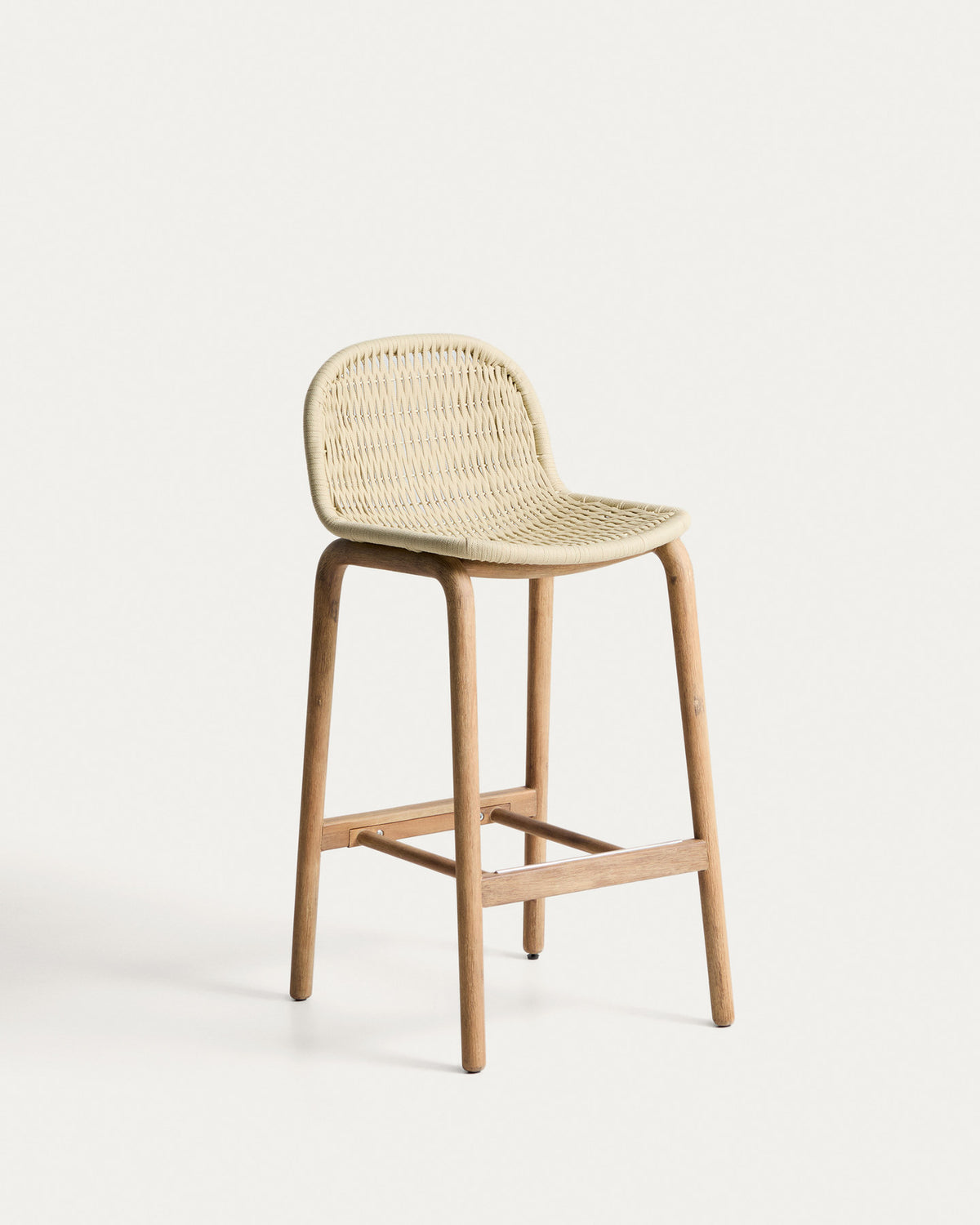 Hocker Alipa aus massivem Akazienholz und ecrufarbenem Seil, 75 cm, FSC 100 % in Ecru, Beige, Weiss präsentiert im Onlineshop von KAQTU Design AG. Hocker Outdoor ist von Kave Home