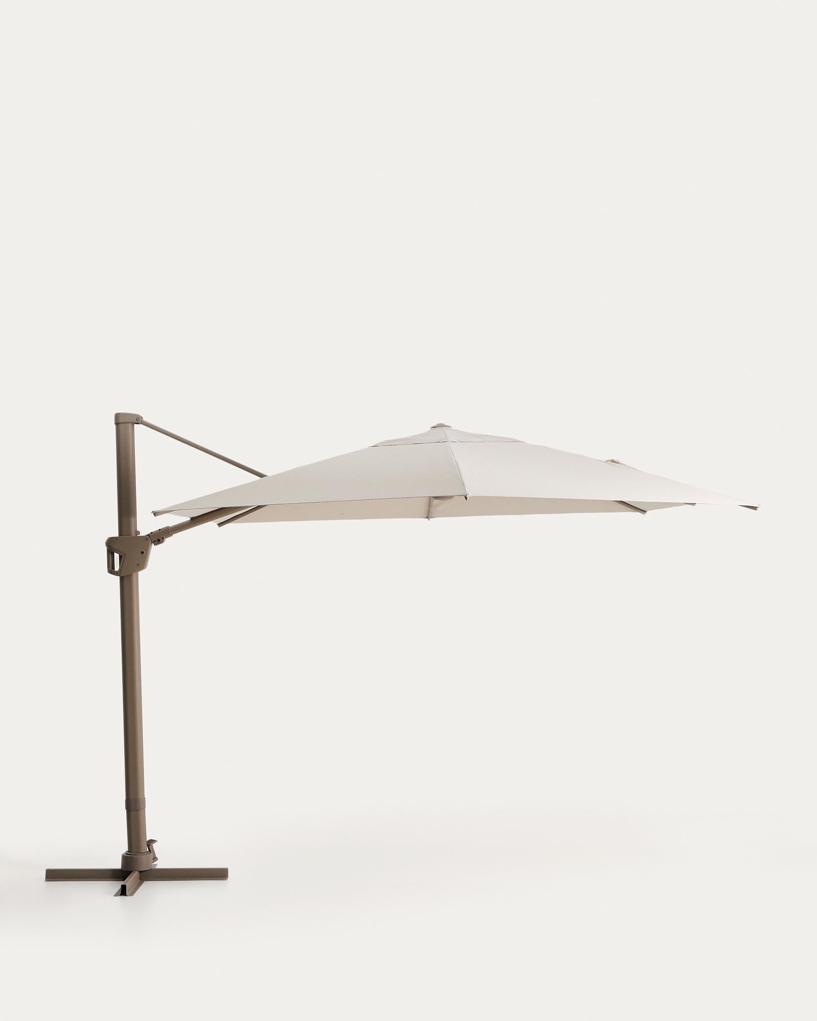 Exzentrischer Sonnenschirm Noli in Beige mit taupefarbenem Aluminiumgestell, 300 x 420 cm in Beige präsentiert im Onlineshop von KAQTU Design AG. Sonnenschirm ist von Kave Home