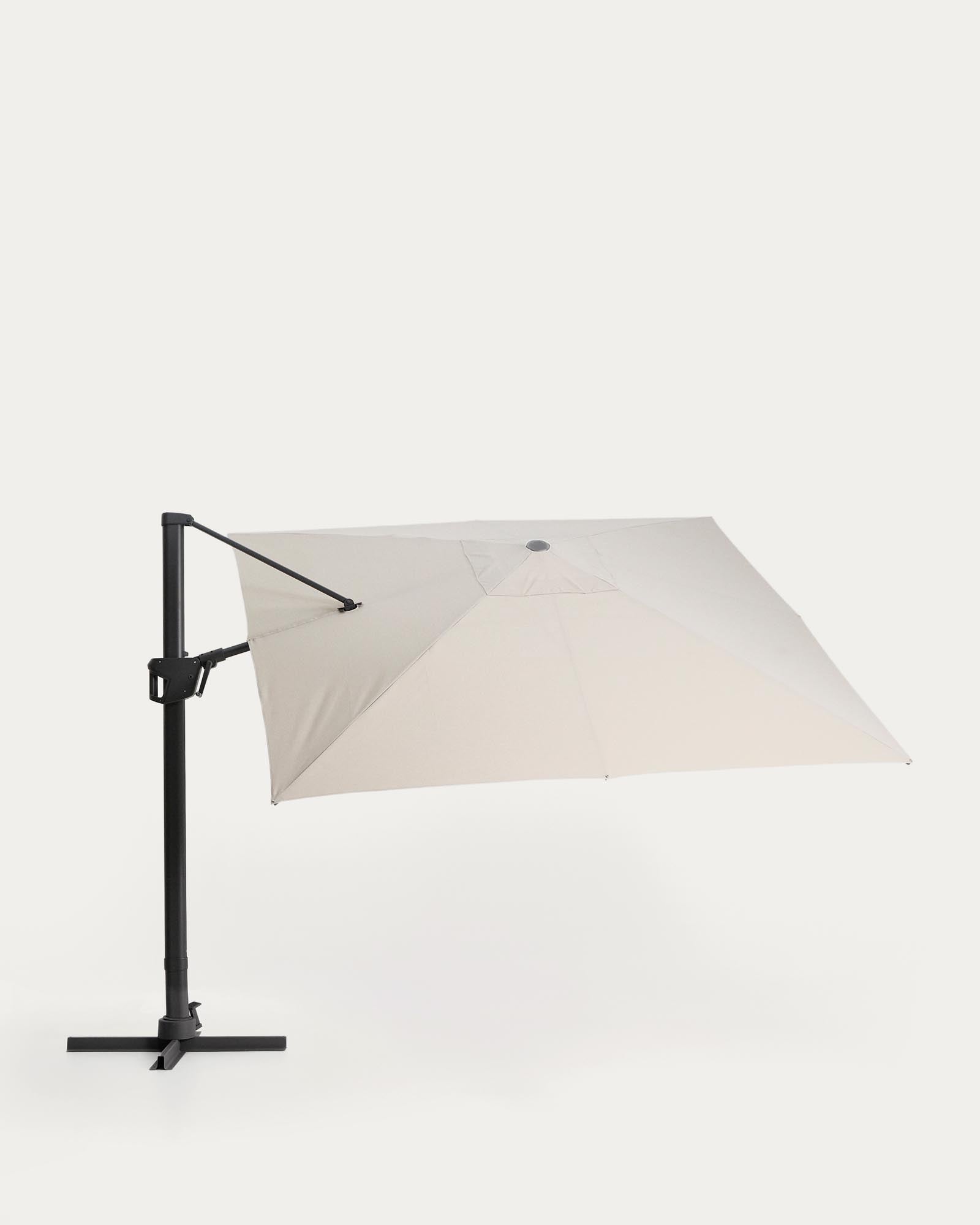 Eleganter Sonnenschirm Noli in hellem Beige, mit robustem graphitgrauem Aluminiumgestell, perfekt für entspannte Stunden im Freien.
