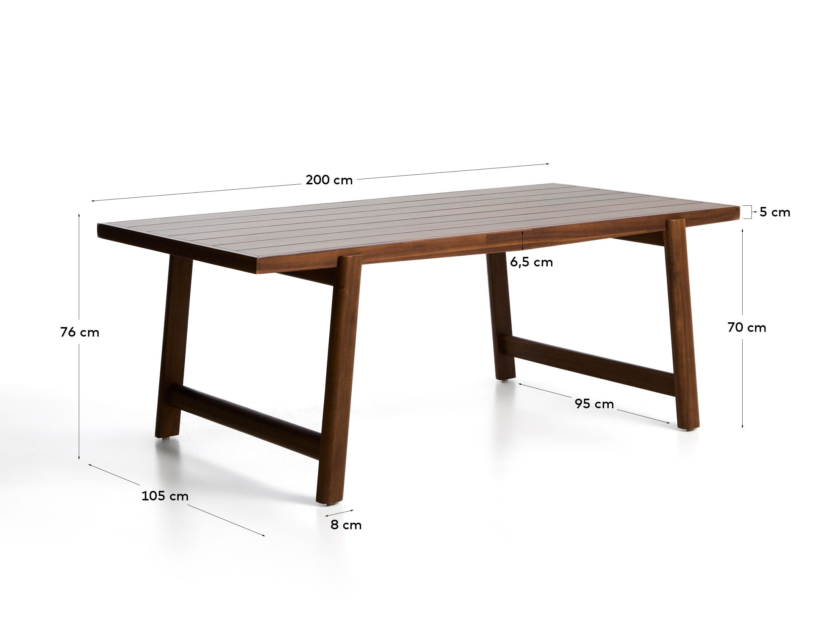 Outdoor-Tisch Itani aus massivem Akazienholz, 200 x 100 cm, FSC 100 % in Braun präsentiert im Onlineshop von KAQTU Design AG. Gartentisch ist von Kave Home