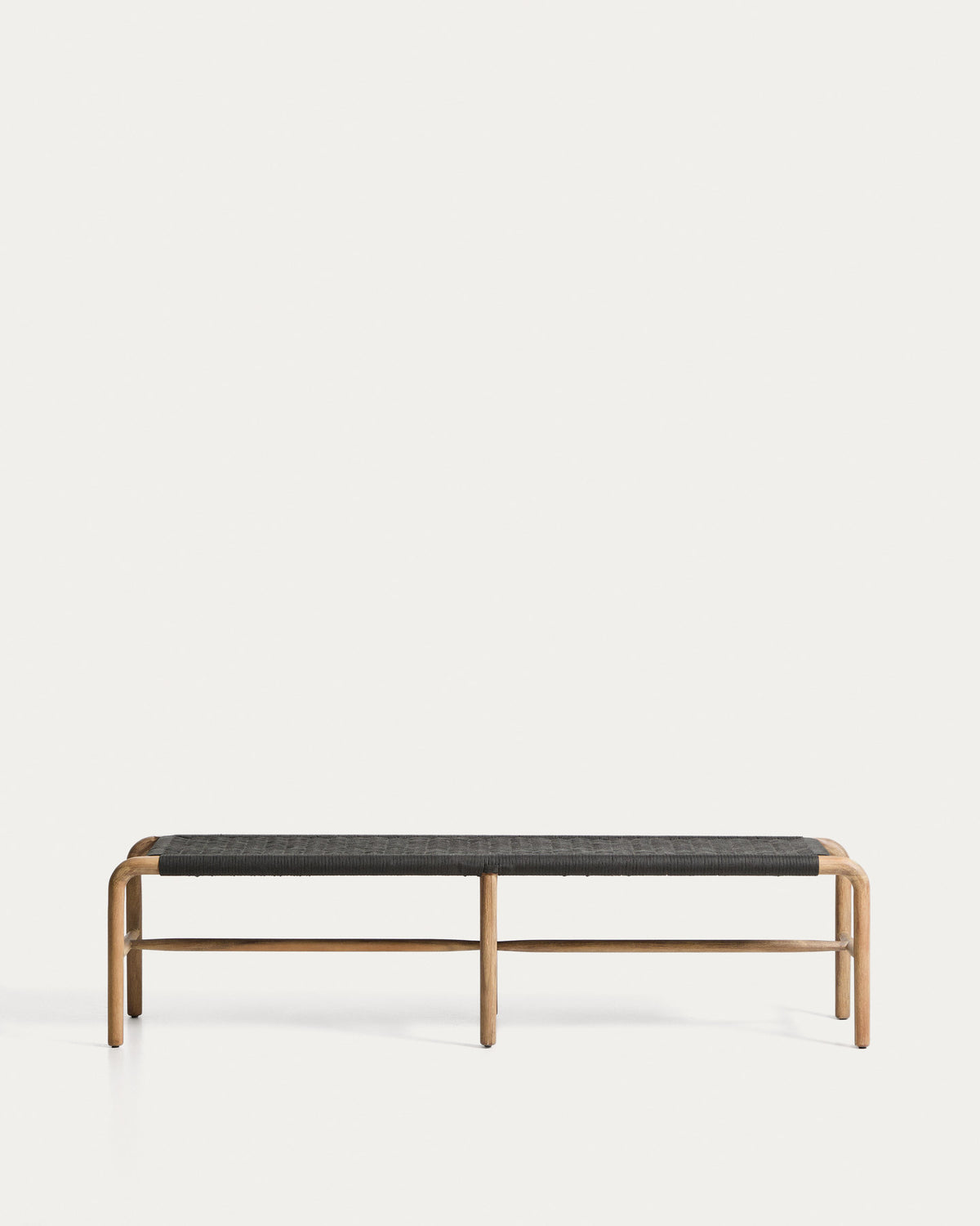 Bank Alipa aus massivem Akazienholz und dunkelgrauem Seil, 180 cm, FSC 100 % in Graphit, Beige präsentiert im Onlineshop von KAQTU Design AG. Gartenbank ist von Kave Home