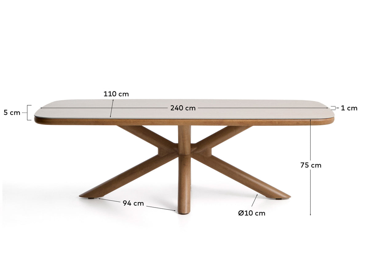 Outdoor-Tisch Mirtia aus Aluminium in Holzoptik und gesintertem Stein 240 x 110 cm in Ecru, Beige, Natur, Weiss präsentiert im Onlineshop von KAQTU Design AG. Gartentisch ist von Kave Home