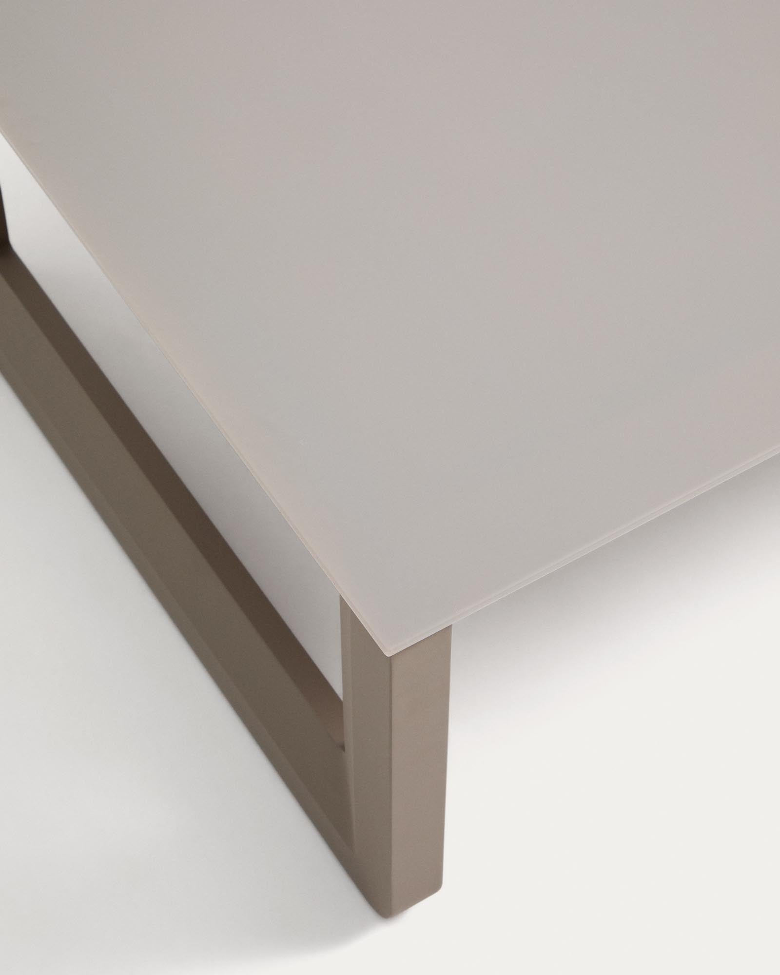 Elegantes Loungeset Nerano in Taupe, bestehend aus einem komfortablen 3-Sitzer Sofa und einem modernen Aluminium-Couchtisch, ideal für entspannte Stunden.