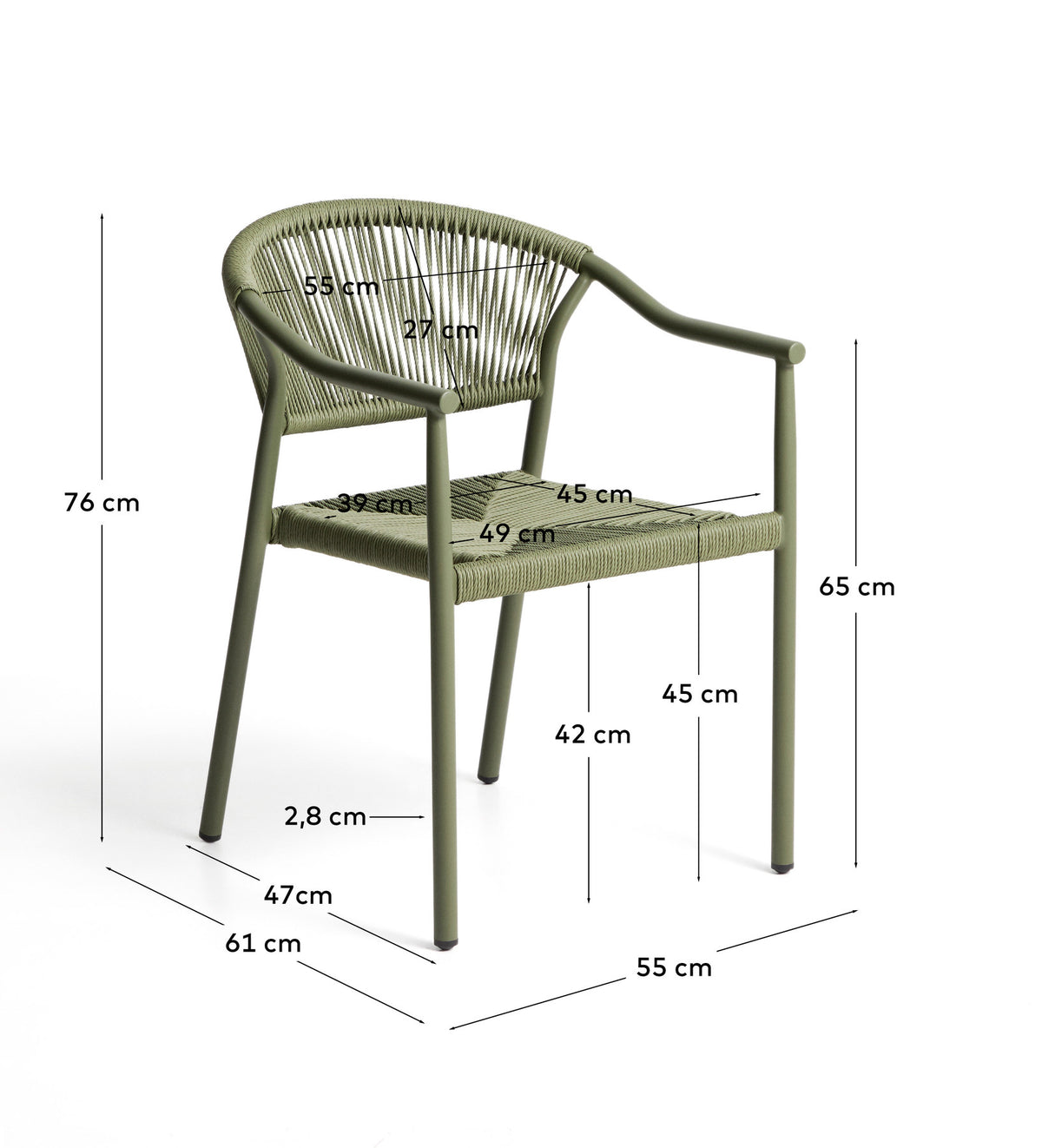 Stapelbarer Outdoor-Stuhl Livadia aus Aluminium in Grün in Grün, Hellgrün präsentiert im Onlineshop von KAQTU Design AG. Gartenstuhl ist von Kave Home