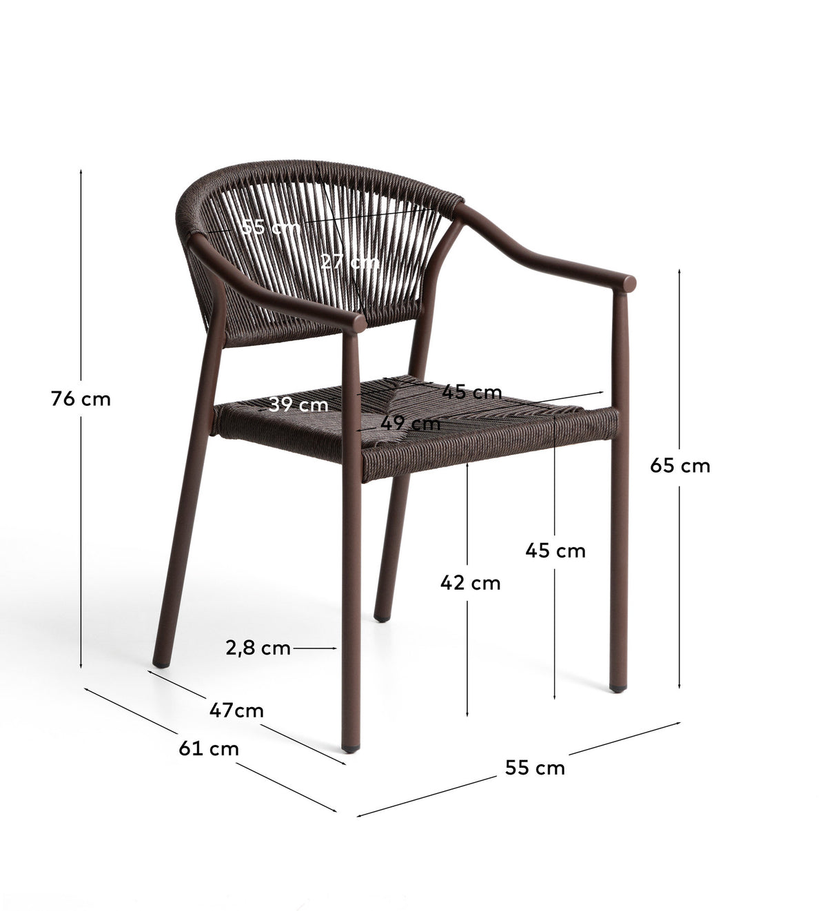 Stapelbarer Outdoor-Stuhl Livadia aus Aluminium in Braun in Braun, Hellbraun präsentiert im Onlineshop von KAQTU Design AG. Gartenstuhl ist von Kave Home
