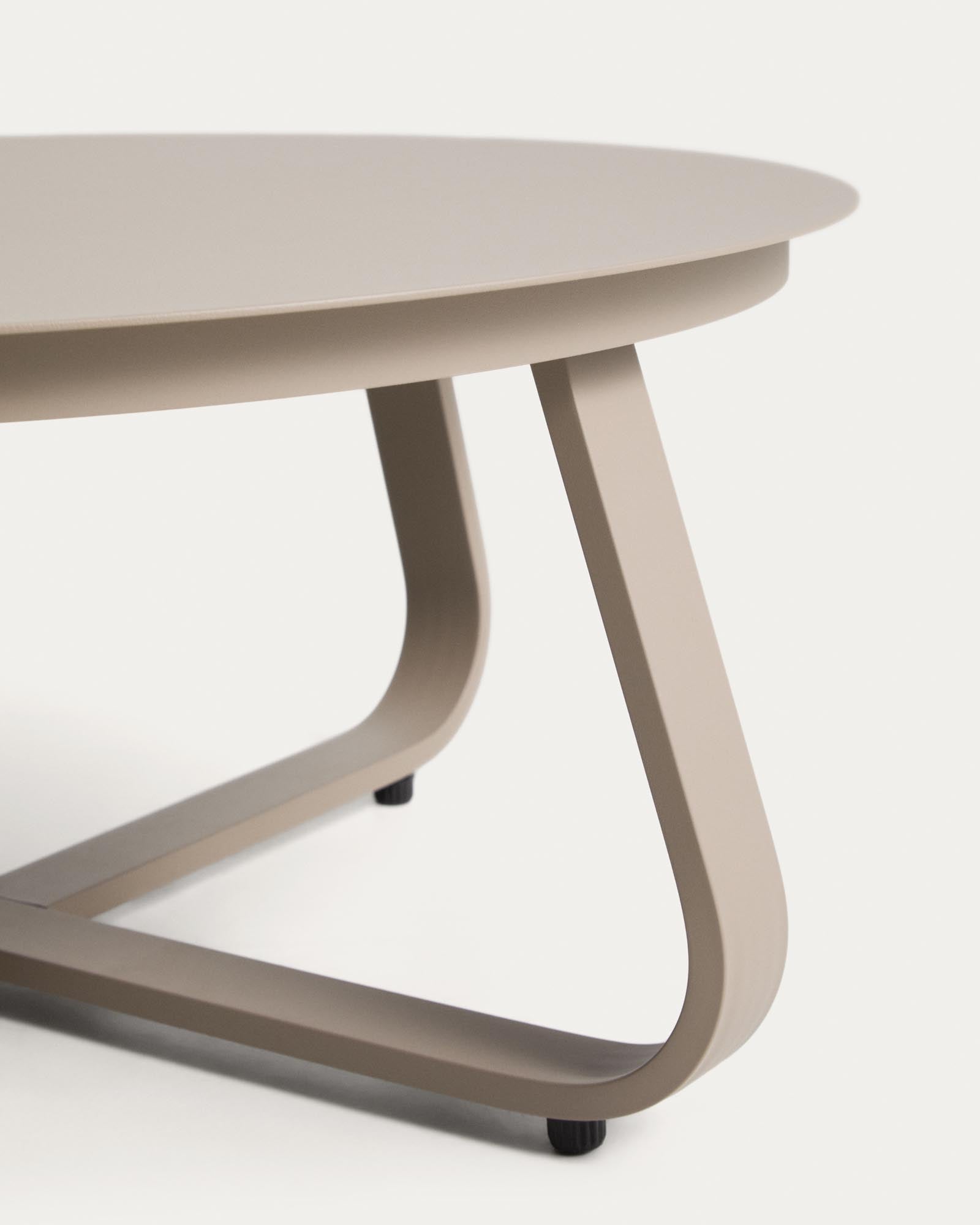Moderner Loungetisch Tamaris aus robustem taupefarbenem Aluminium, Ø 80 cm, perfekt für stilvolle Outdoor-Bereiche und gesellige Runden.