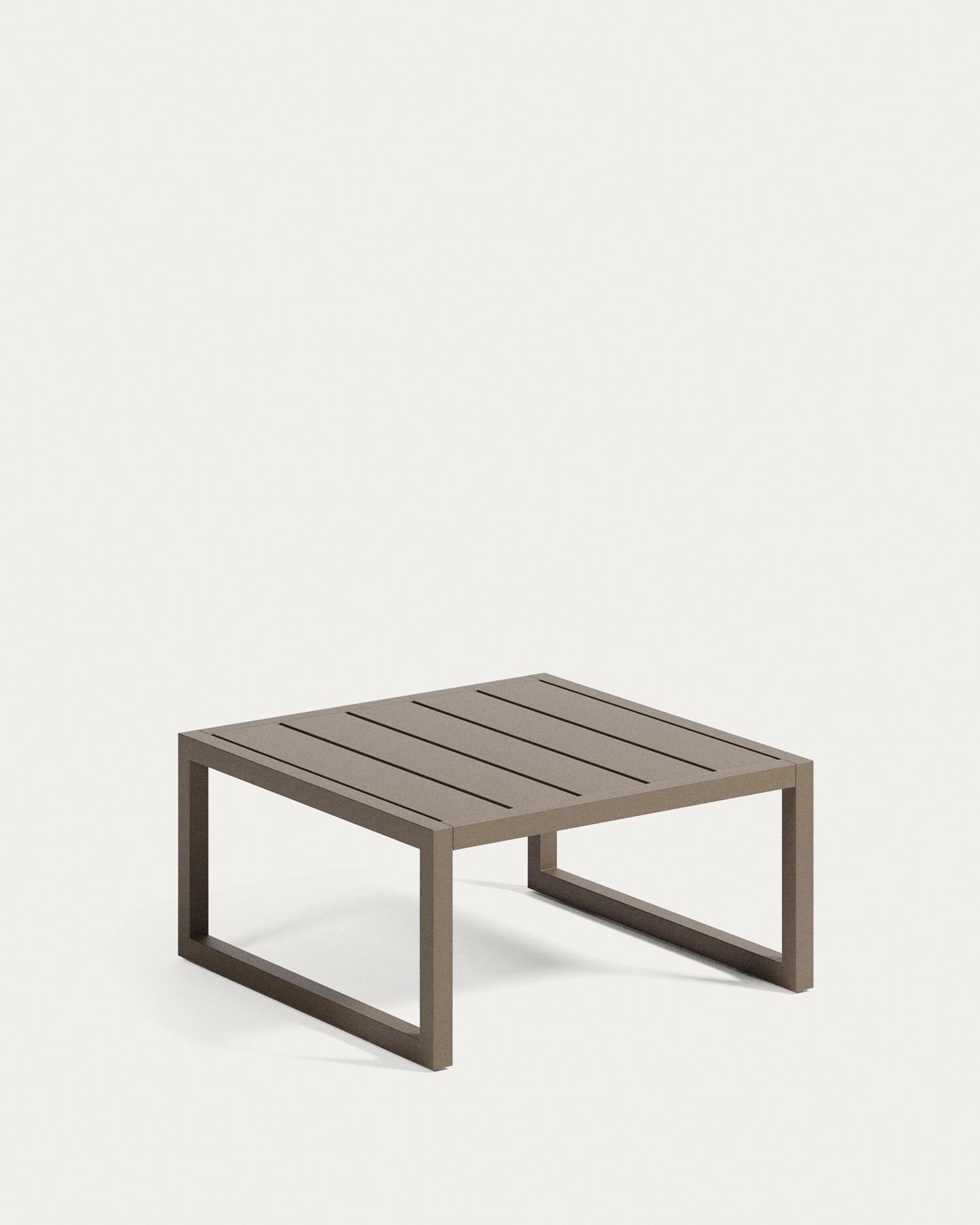 Moderner Beistelltisch Comova von Kave Home, 100% outdoor, aus grünem Aluminium, 60 x 60 cm, ideal für Terrasse und Garten.