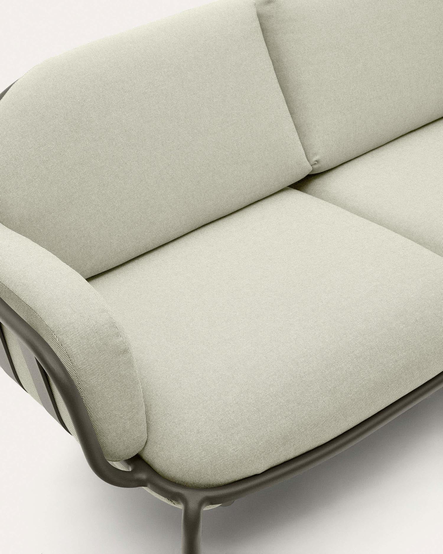 Elegantes 2-Sitzer-Gartensofa aus robustem Aluminium in ansprechendem Grün, ideal für stilvolle Entspannung im Freien.