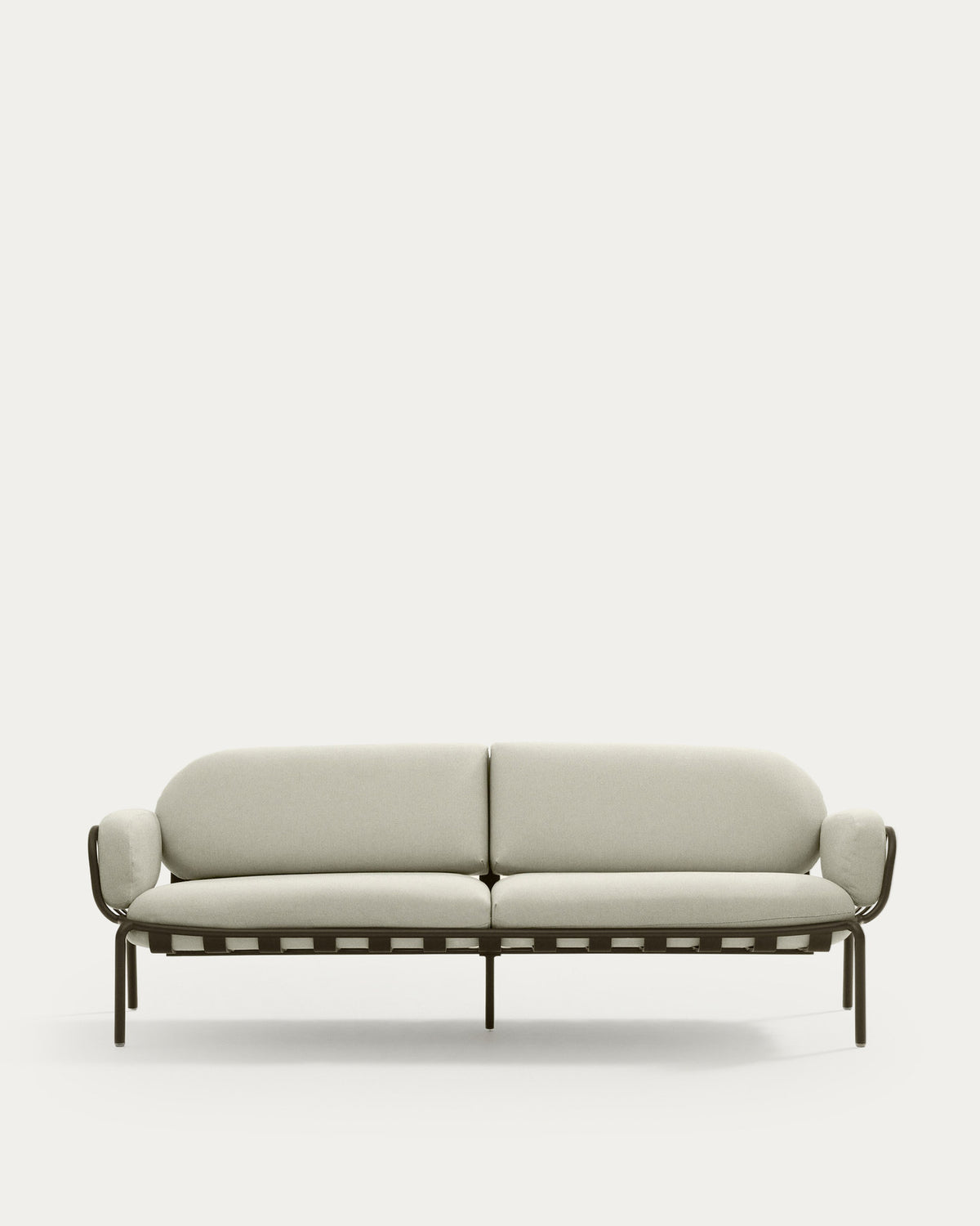 3-Sitzer-Outdoor-Sofa Joncols aus grün lackiertem Aluminium mit beigen Kissen, 224 cm in Grün, Beige präsentiert im Onlineshop von KAQTU Design AG. Lounge Sofa ist von Kave Home