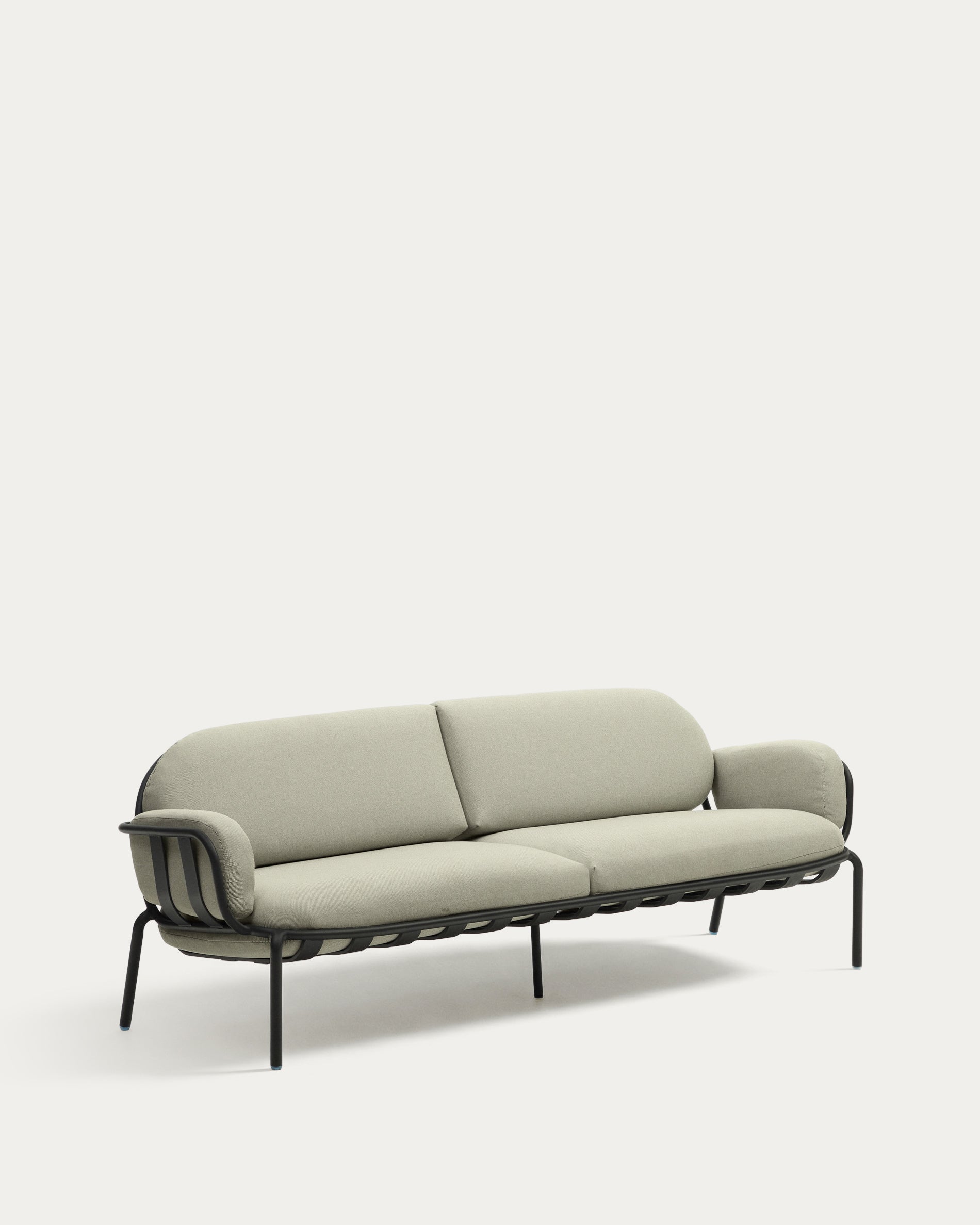 3-Sitzer-Outdoor-Sofa Joncols mit Bezug in Beige aus Aluminium mit grau lackiertem Finish 225 cm in Grau präsentiert im Onlineshop von KAQTU Design AG. Loungesofa ist von Kave Home