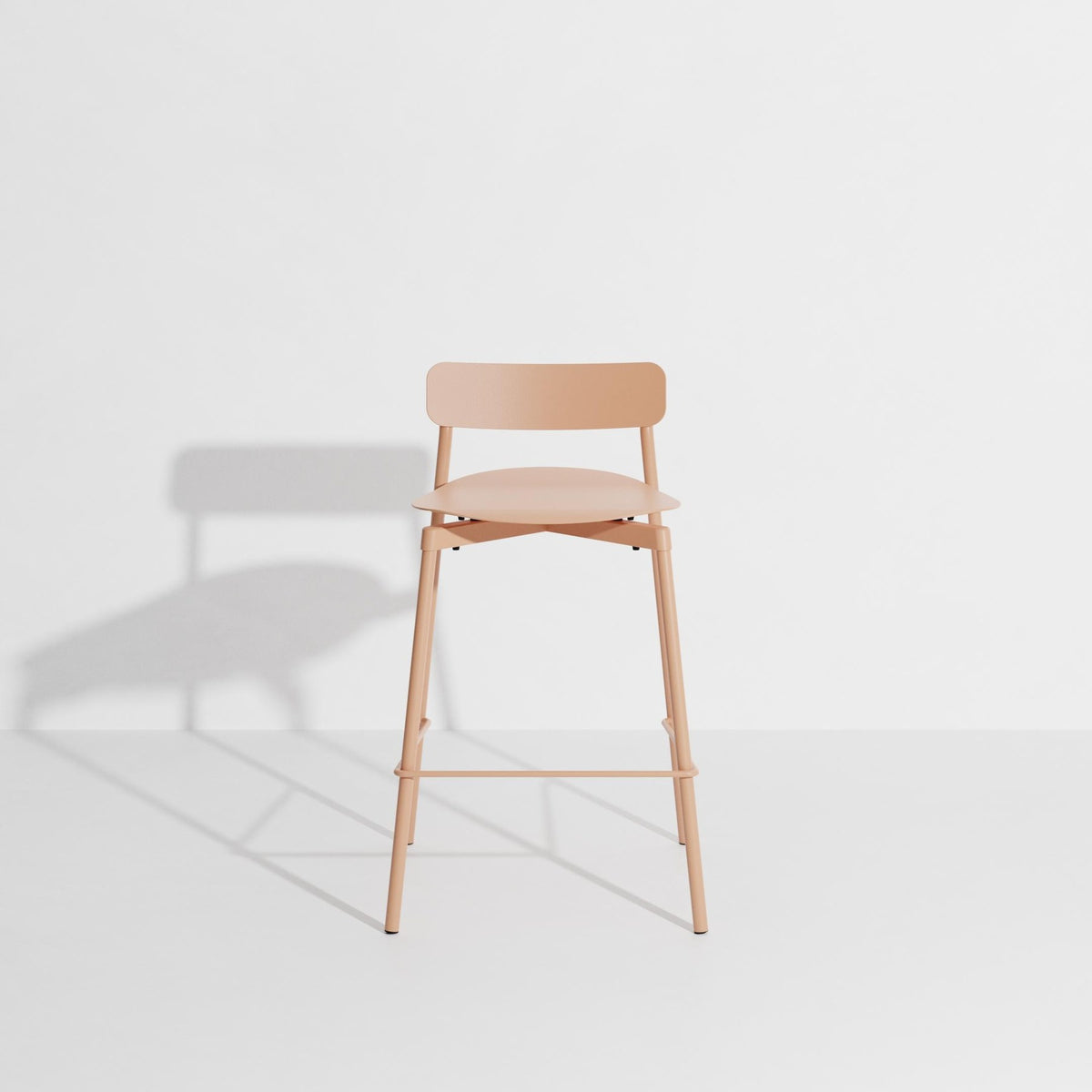Barhocker Fromme aus schwarzem Aluminium mit mattierter, grained anti-UV-Pulverbeschichtung, schlanke Silhouette, Sitzhöhe 65cm.
