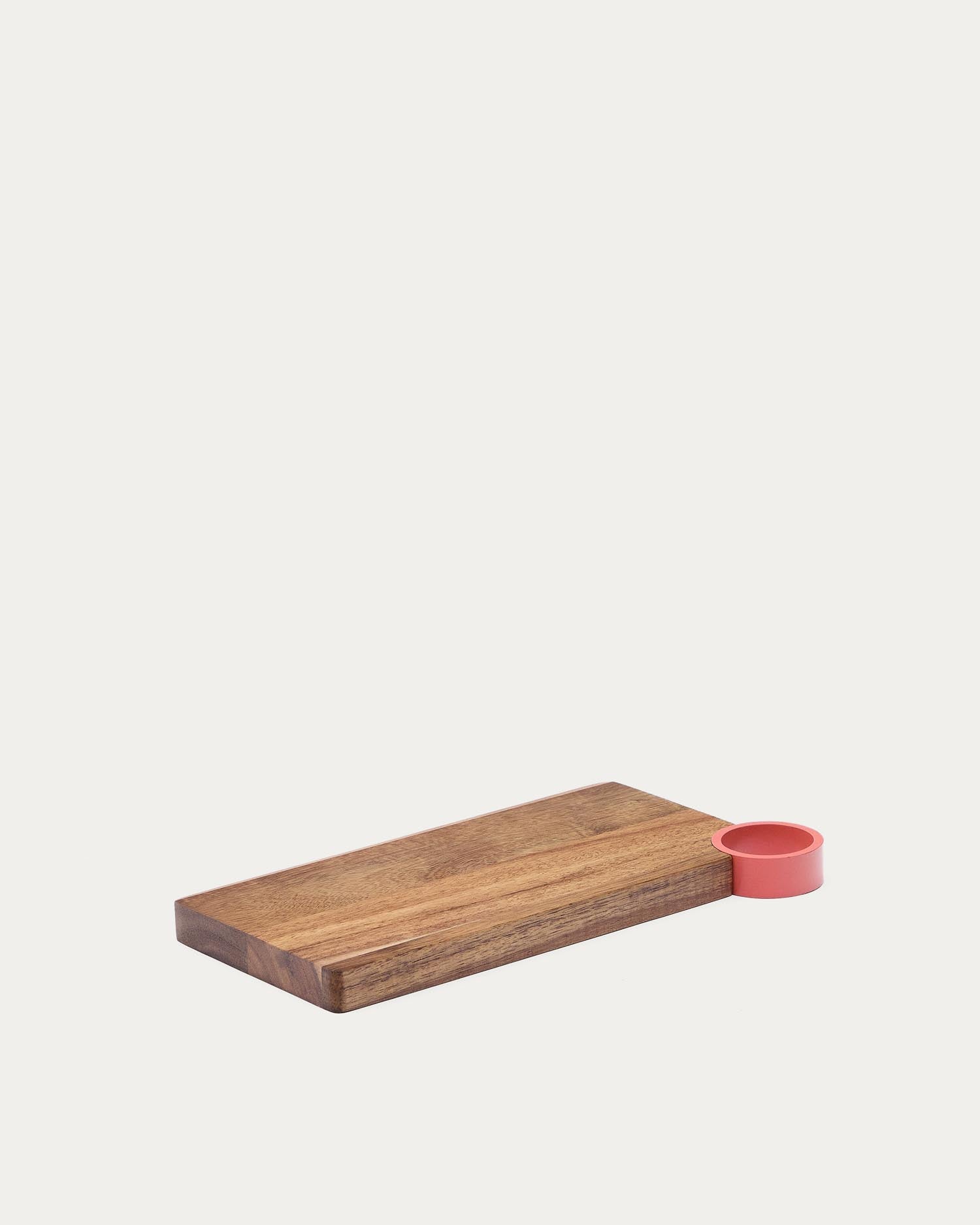 Servierbrett Zairin aus Akazienholz und rosafarbenem Metall, FSC 100 % in Rot präsentiert im Onlineshop von KAQTU Design AG. Tablett ist von Kave Home