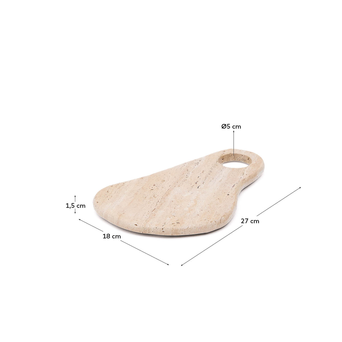 Servierbrett Zera aus beigem Travertin in Hellbraun präsentiert im Onlineshop von KAQTU Design AG. Schneidbrett ist von Kave Home