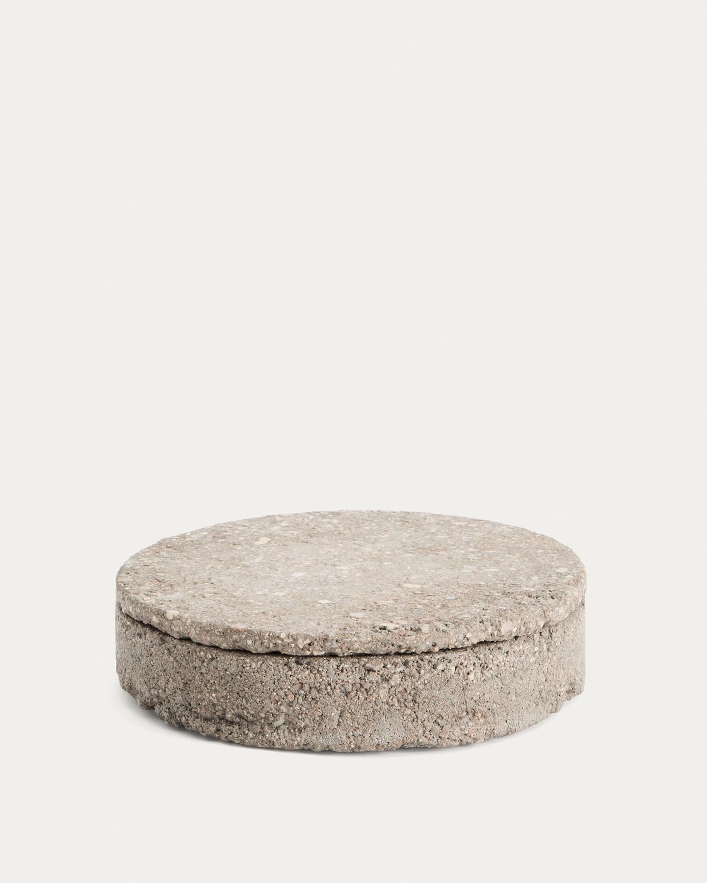 Dekorative Box Mirani aus Stein Ø 23 cm in Steinfarben präsentiert im Onlineshop von KAQTU Design AG. Aufbewahrungsbox ist von Kave Home