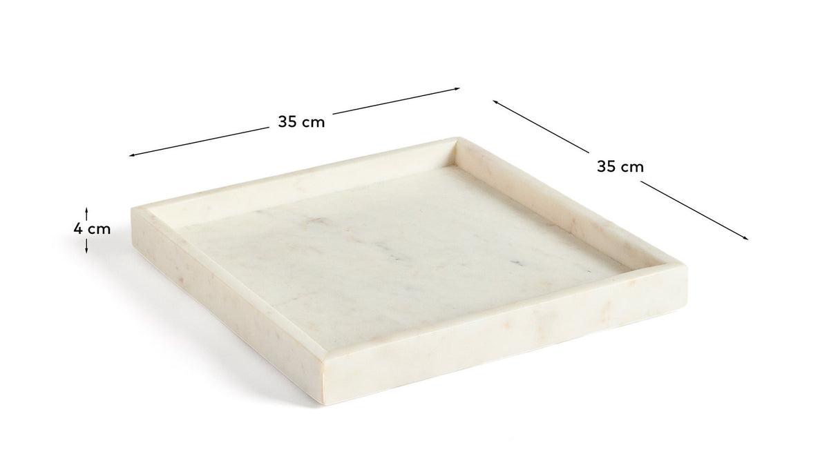 Tablett Serela aus weissem Marmor 35 x 35 cm in Weiss präsentiert im Onlineshop von KAQTU Design AG. Tablett ist von Kave Home
