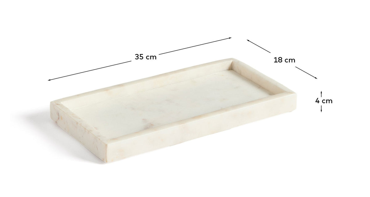 Tablett Serela aus weissem Marmor 35 x 18 cm in Weiss präsentiert im Onlineshop von KAQTU Design AG. Tablett ist von Kave Home