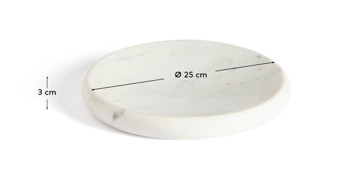 Tablett Obena aus weissem Marmor, Ø 25 cm in Weiss präsentiert im Onlineshop von KAQTU Design AG. Tablett ist von Kave Home
