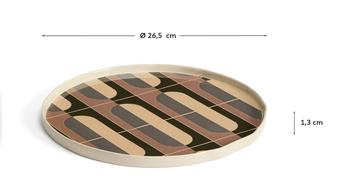 Speiseteller Julnet aus brauner Keramik in Beige, Blau, Grün, Blassrosa präsentiert im Onlineshop von KAQTU Design AG. Teller ist von Kave Home
