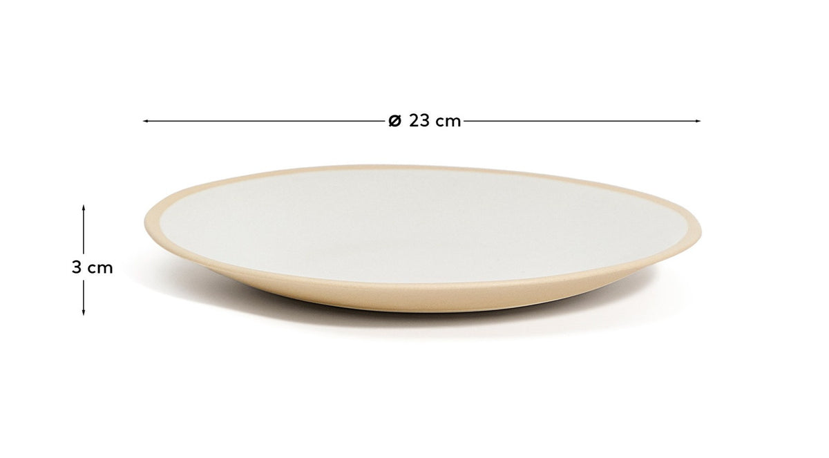 Dessertteller Azir aus Keramik in Beige in Weiss präsentiert im Onlineshop von KAQTU Design AG. Dessertteller ist von Kave Home
