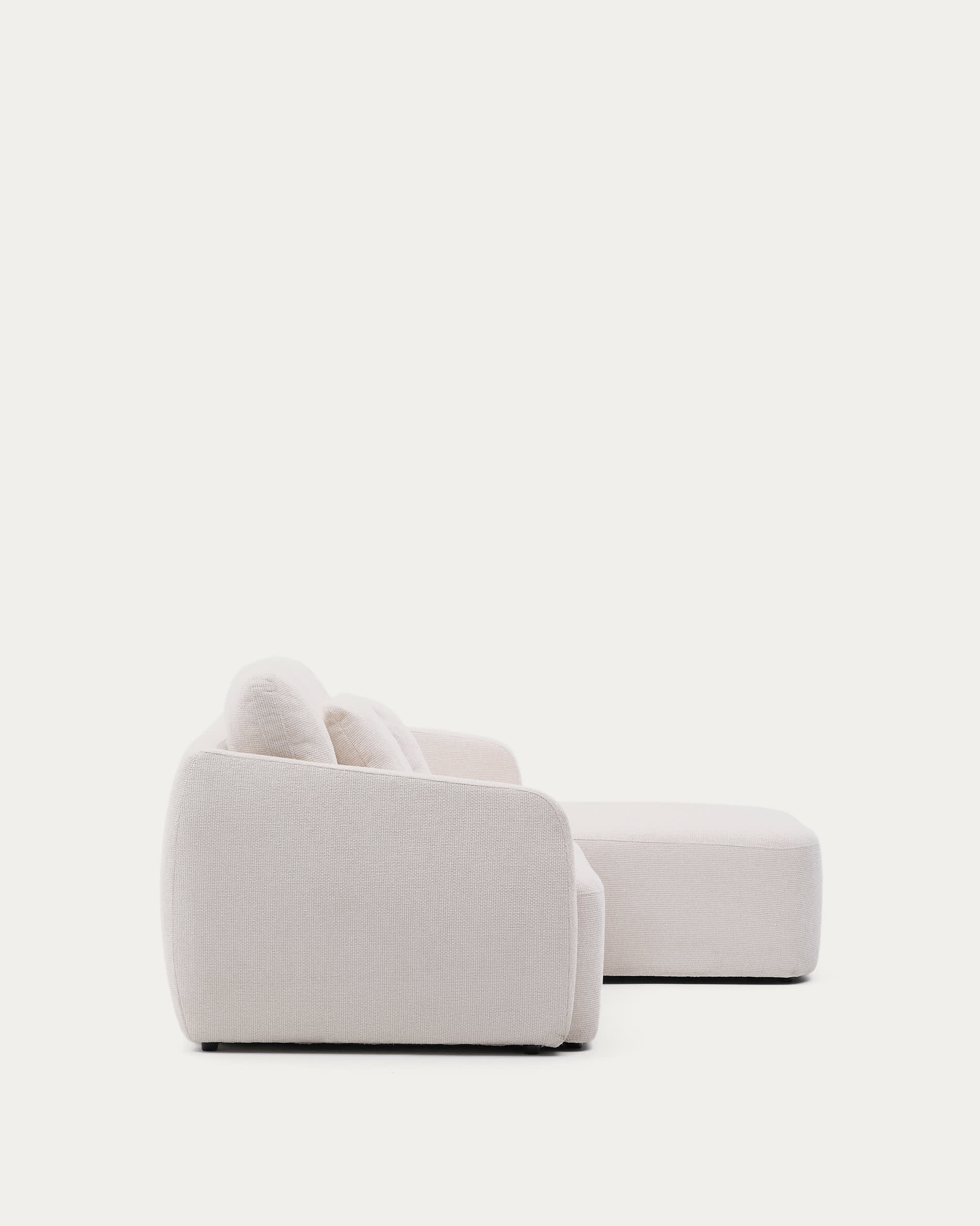 Elegantes Schlafsofa Laira, 3-Sitzer, in ecru Chenille, mit rechter Chaiselongue, 246 cm, FSC-zertifiziert, nachhaltig.