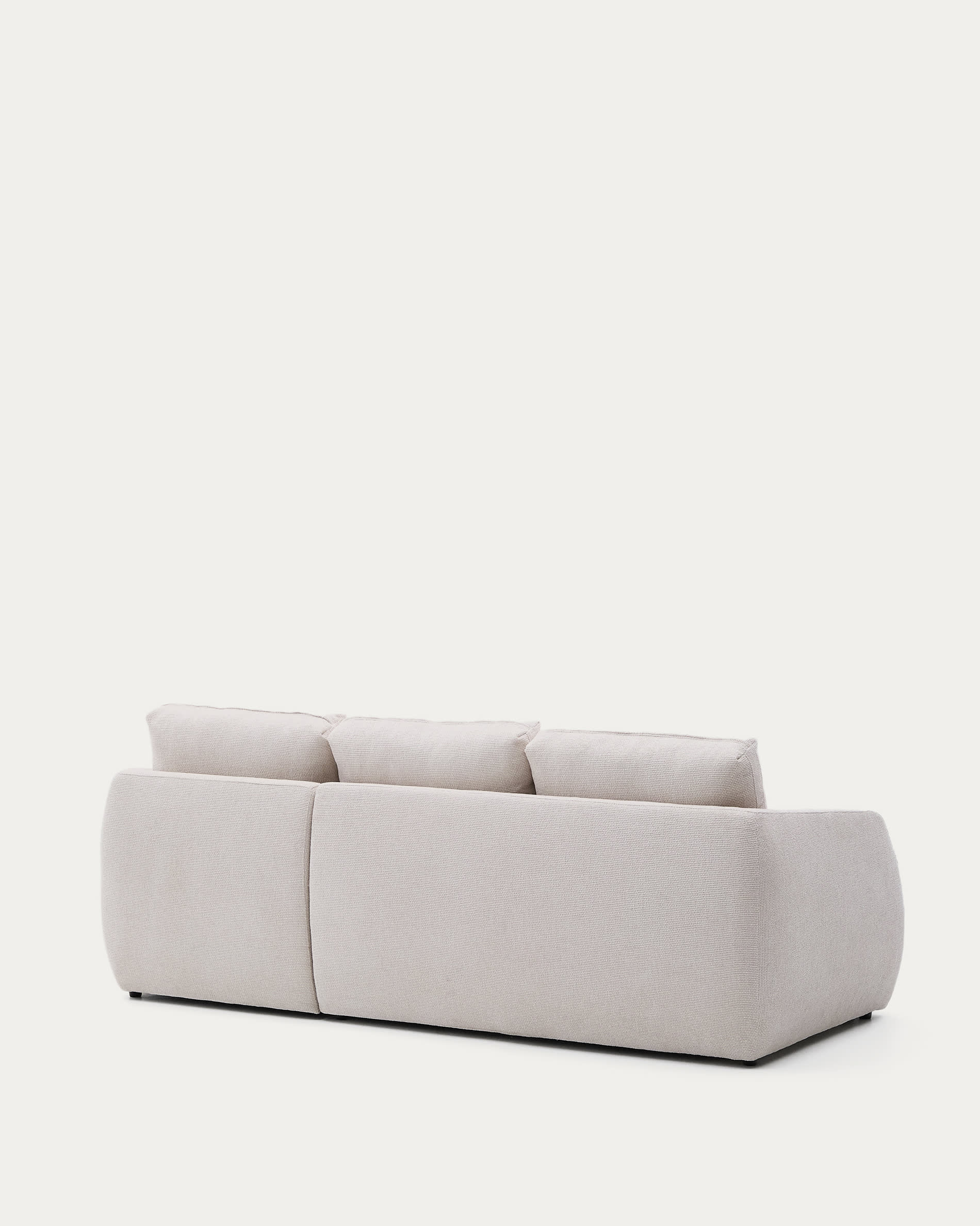 Stilvolles Schlafsofa Laira, 3-Sitzer, in ecru Chenille, mit rechter Chaiselongue, 246 cm, FSC-zertifiziert, umweltfreundlich.