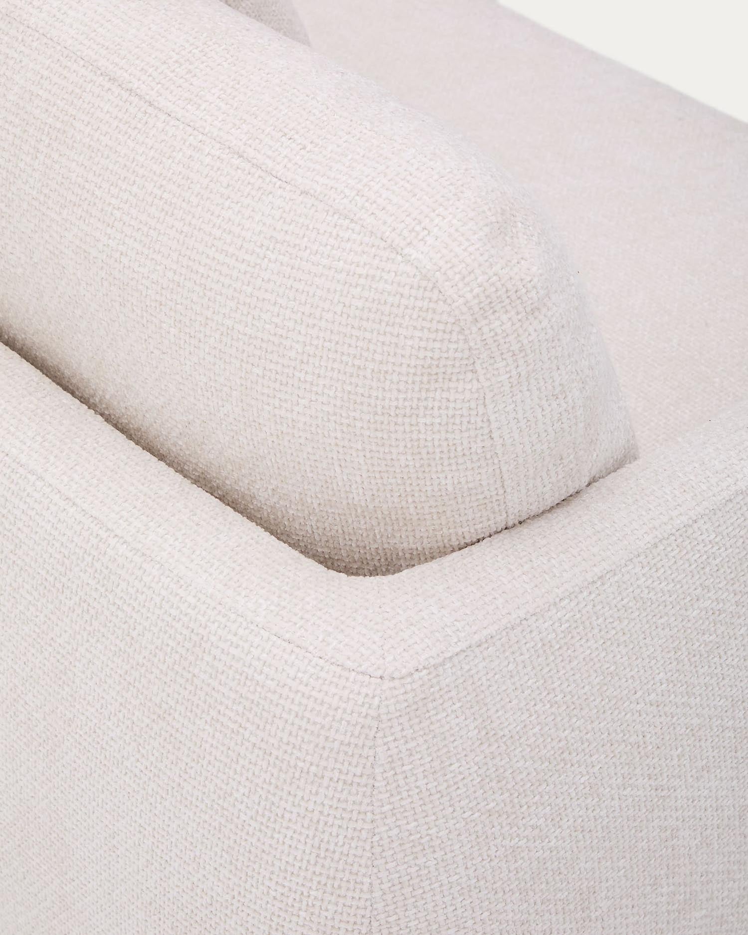 Stilvolles 3-Sitzer-Bettsofa Laira in luxuriösem ecrufarbenem Chenille, mit komfortabler rechter Chaiselongue und nachhaltigem FSC-Mix-Innenleben.