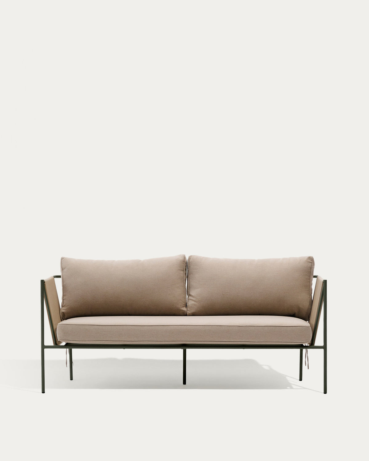 2-Sitzer-Outdoor-Sofa Zivia aus écrufarbenem Seil und grün verzinktem Stahl 178 cm in Ecru, Beige, Dunkelgrün präsentiert im Onlineshop von KAQTU Design AG. Lounge Sofa ist von Kave Home