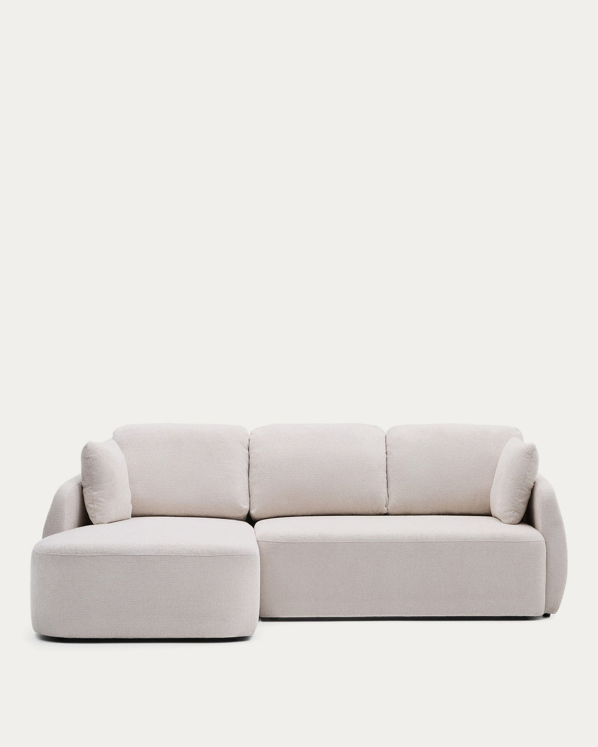3-Sitzer-Bettsofa Laira in ecrufarbener Chenille und Chaiselongue links, 246 cm, FSC Mix Credit in Ecru präsentiert im Onlineshop von KAQTU Design AG. Bettsofa links ist von Kave Home