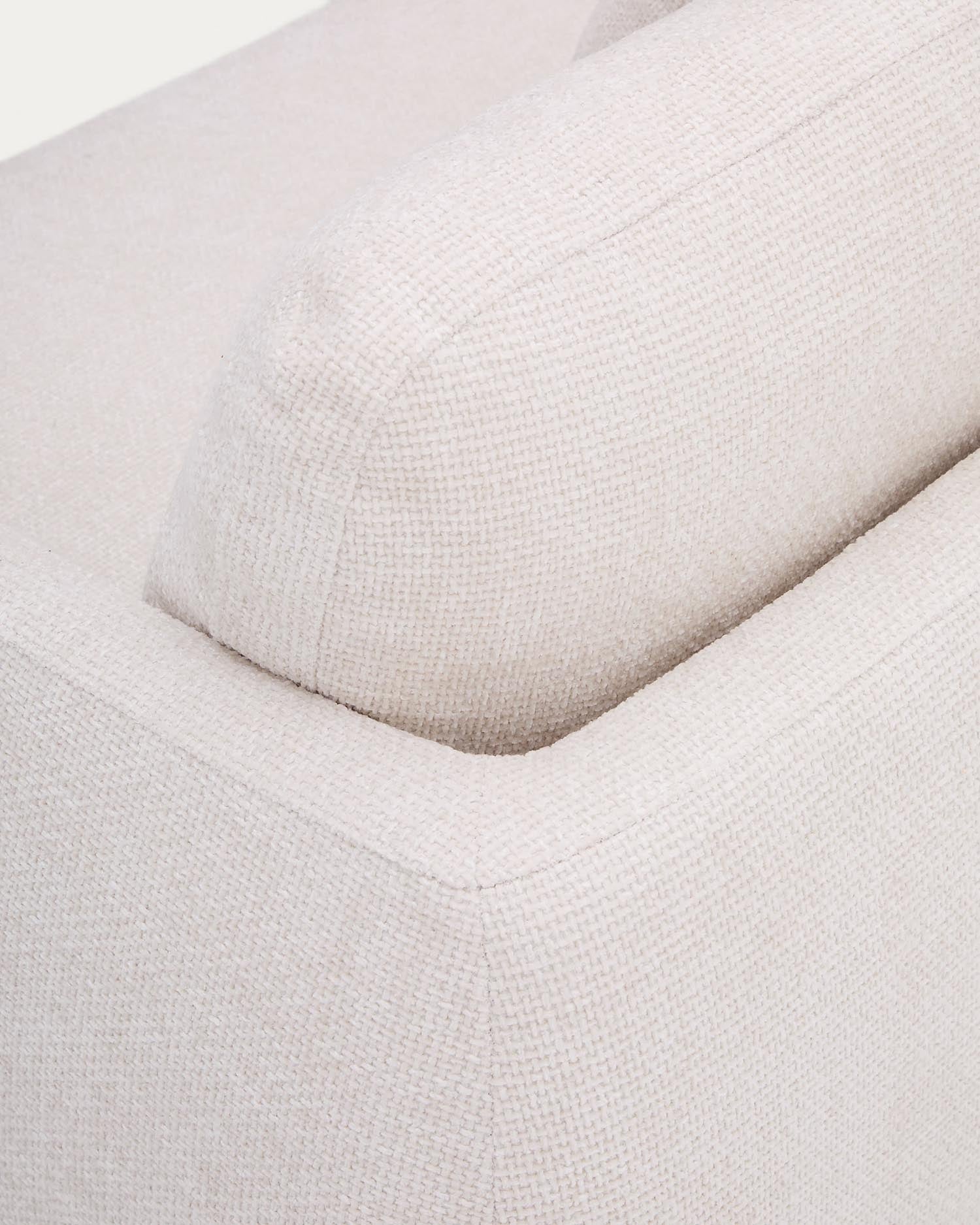 Stilvolles 3-Sitzer-Bettsofa Laira in edlem ecrufarbenem Chenille mit praktischer Chaiselongue rechts, 246 cm, ideal für gemütliche Abende.