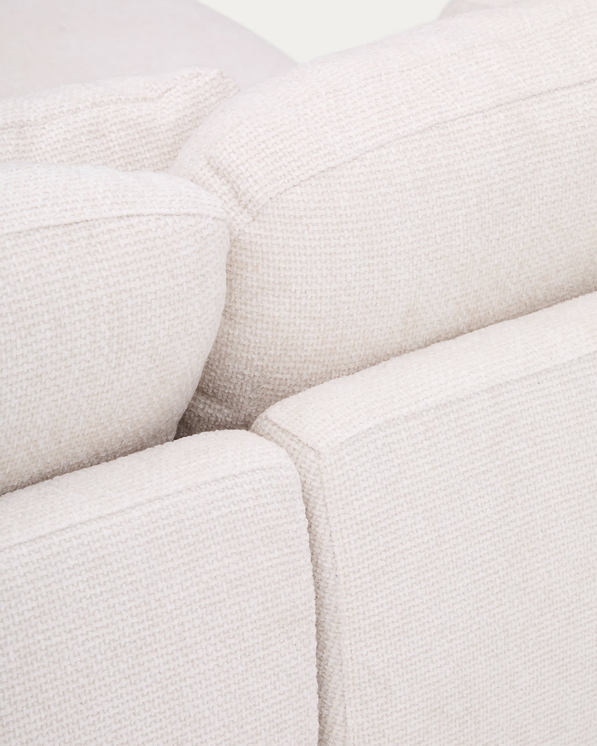 Elegantes 3-Sitzer-Bettsofa Laira in luxuriösem ecrufarbenem Chenille mit komfortabler Chaiselongue rechts, 246 cm, perfekt für entspannte Stunden.