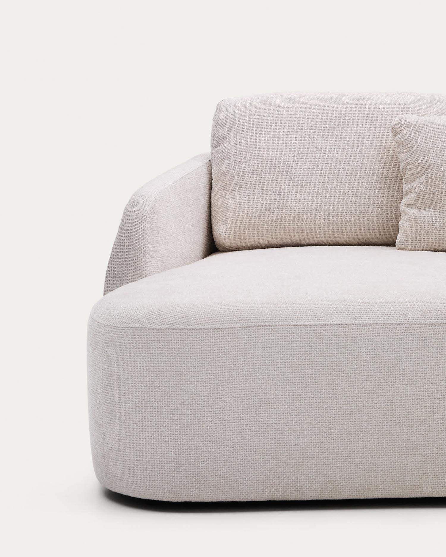 Stilvolles 3-Sitzer-Bettsofa Laira in edlem ecrufarbenem Chenille mit praktischer Chaiselongue rechts, 246 cm, ideal für gesellige Abende.