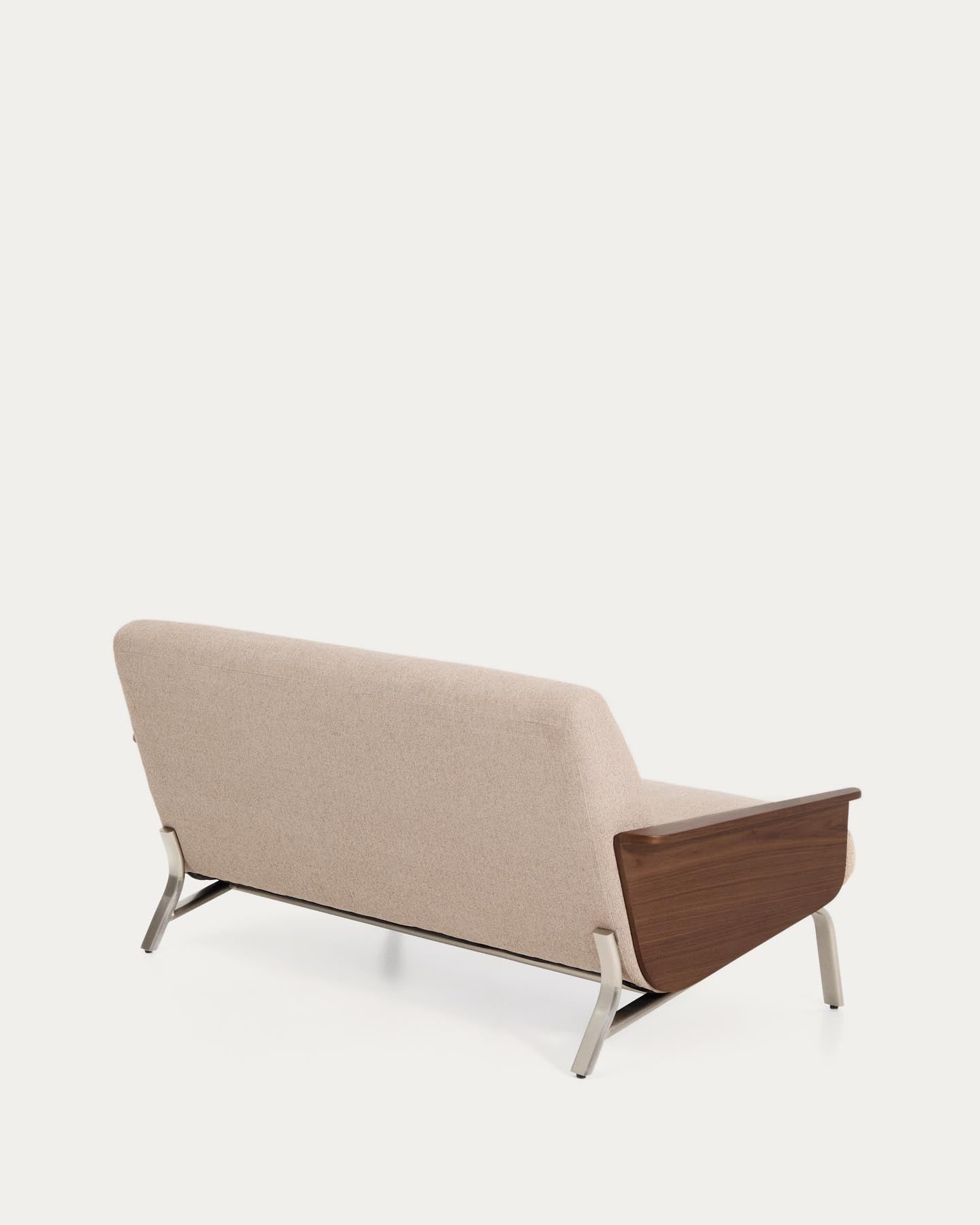 2-Sitzer-Sofa Amsen in Hellbraun aus Nussbaumsperrholz und Beinen aus em gebürsteten Edelstahl 150 cm in Hellbraun präsentiert im Onlineshop von KAQTU Design AG. 2er Sofa ist von Kave Home