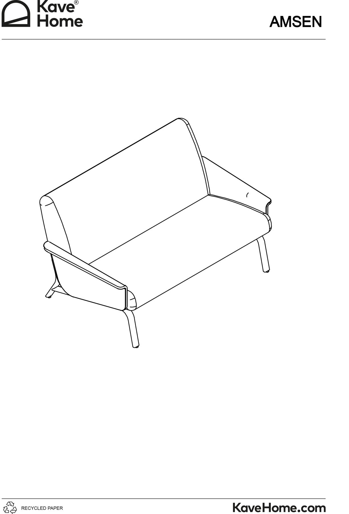 2-Sitzer-Sofa Amsen in Beige aus Eichensperrholz mit Beinen aus em gebürsteten Edelstahl 150 cm in Beige präsentiert im Onlineshop von KAQTU Design AG. 2er Sofa ist von Kave Home