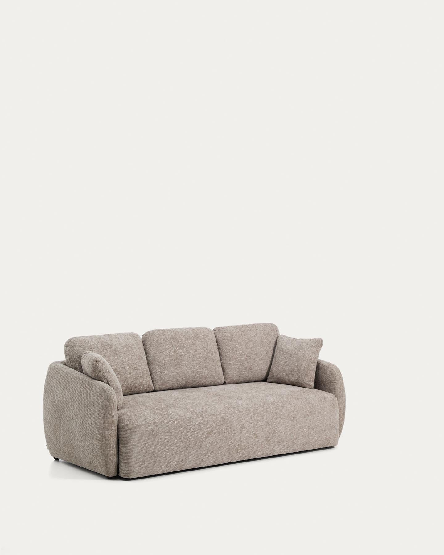 3-Sitzer-Bettsofa Laira in taupefarbener Chenille, 218 cm, FSC Mix Credit in Taupe präsentiert im Onlineshop von KAQTU Design AG. Bettsofa ist von Kave Home