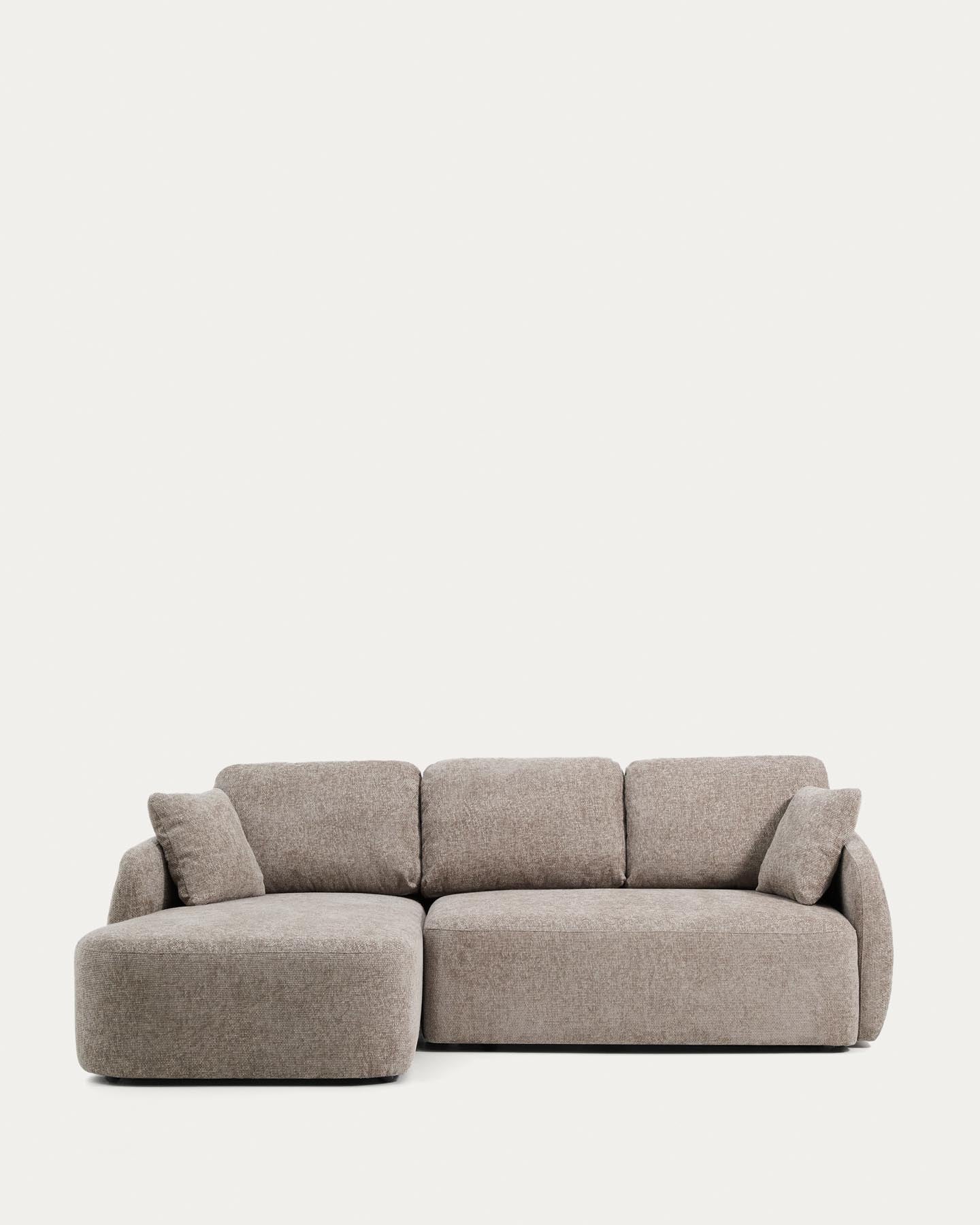 3-Sitzer-Bettsofa Laira in taupefarbener Chenille und Chaiselongue links, 246 cm, FSC Mix Credit in Taupe präsentiert im Onlineshop von KAQTU Design AG. Bettsofa ist von Kave Home