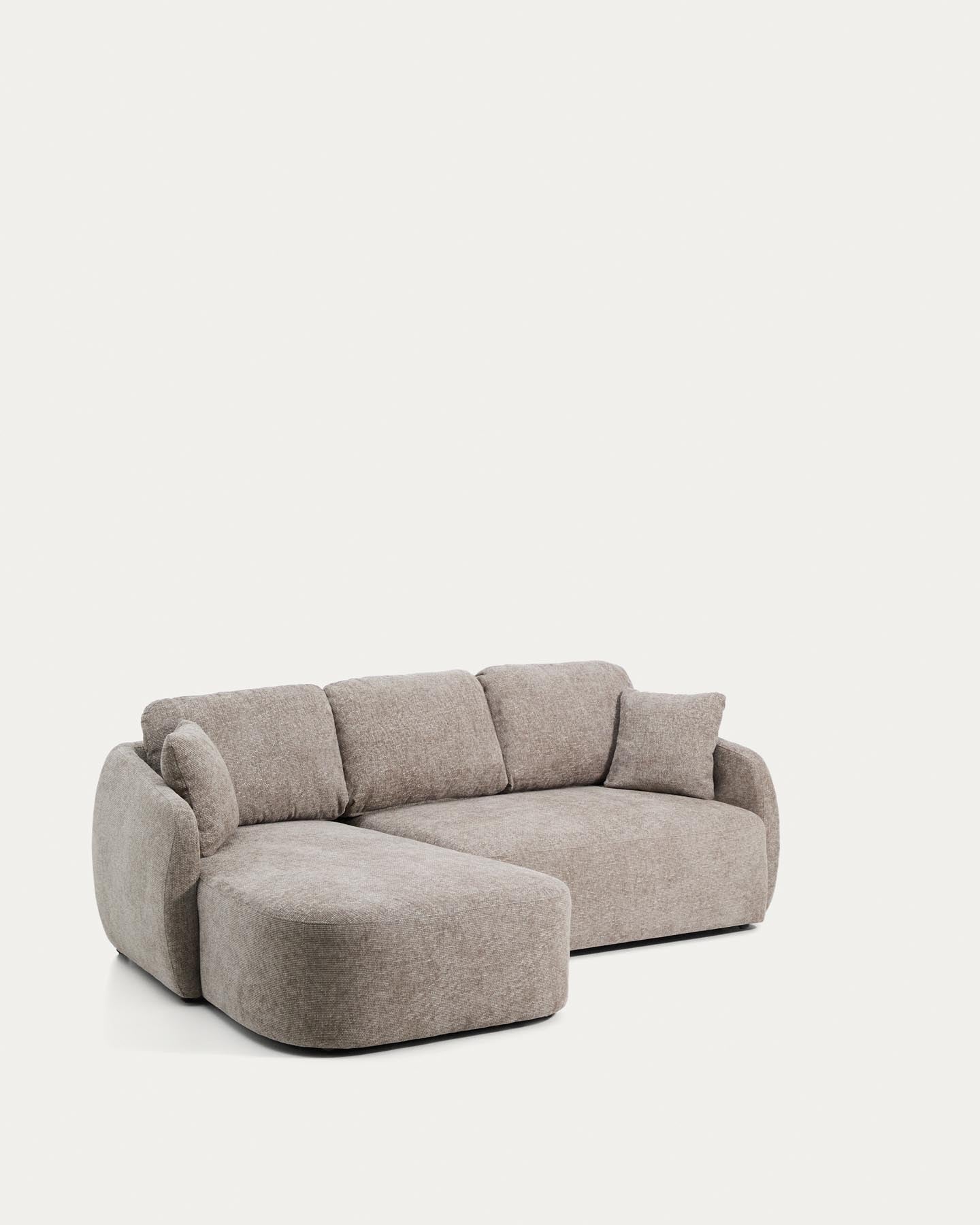 3-Sitzer-Bettsofa Laira in taupefarbener Chenille und Chaiselongue links, 246 cm, FSC Mix Credit in Taupe präsentiert im Onlineshop von KAQTU Design AG. Bettsofa ist von Kave Home